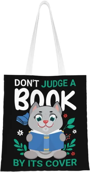 Don't Judge A Book By Its Cover Tote Bag for Women Canvas Shopping Bags Reusable Beach Bag Grocery Bags Tote Shoulder Bag Gift Bags