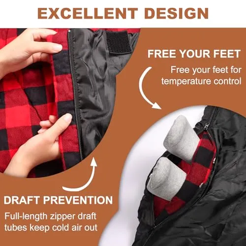 Double Sleeping Bag for Adults Kids Camping,XL Queen Size Sleeping Bags