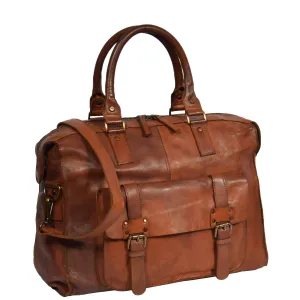 DR277 Real Leather Stylish Italian Travel Holdall Bag Rust