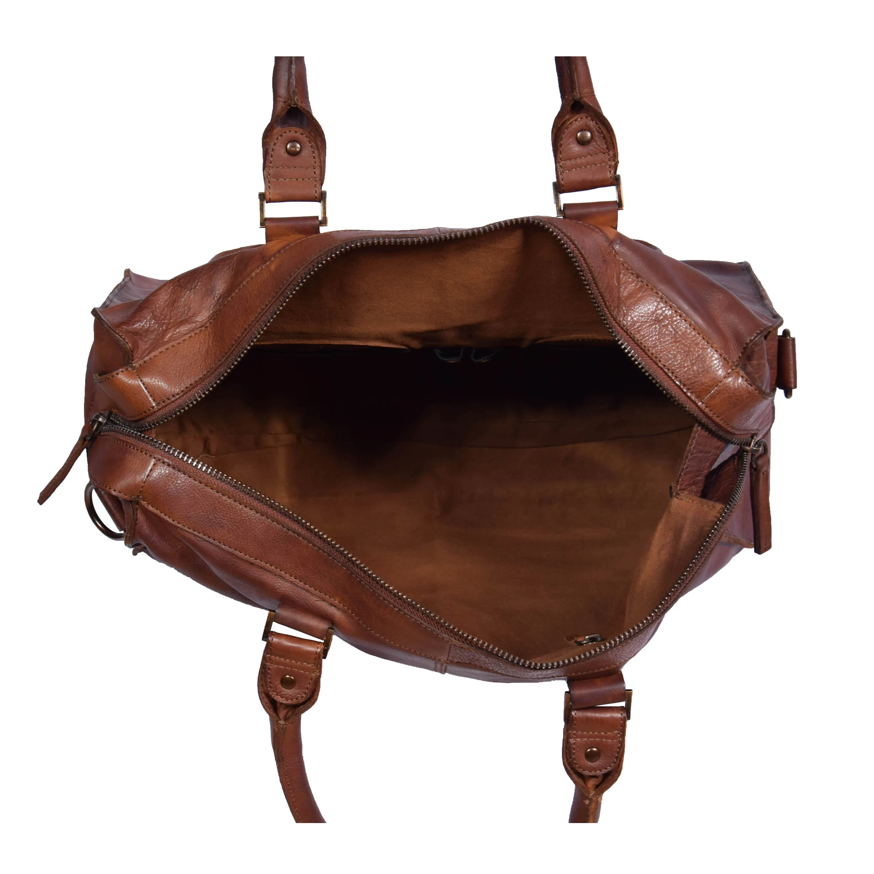 DR277 Real Leather Stylish Italian Travel Holdall Bag Rust