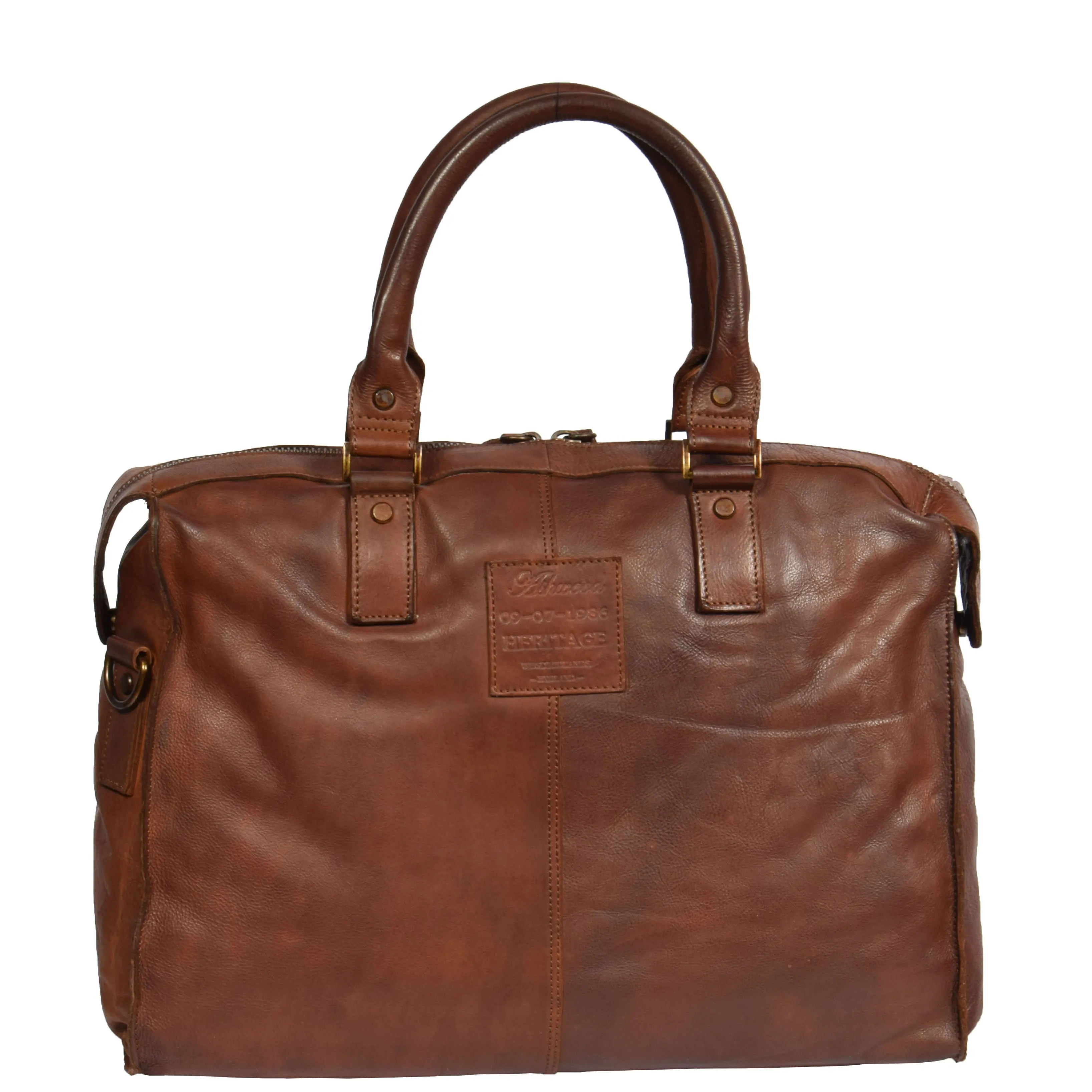 DR277 Real Leather Stylish Italian Travel Holdall Bag Rust