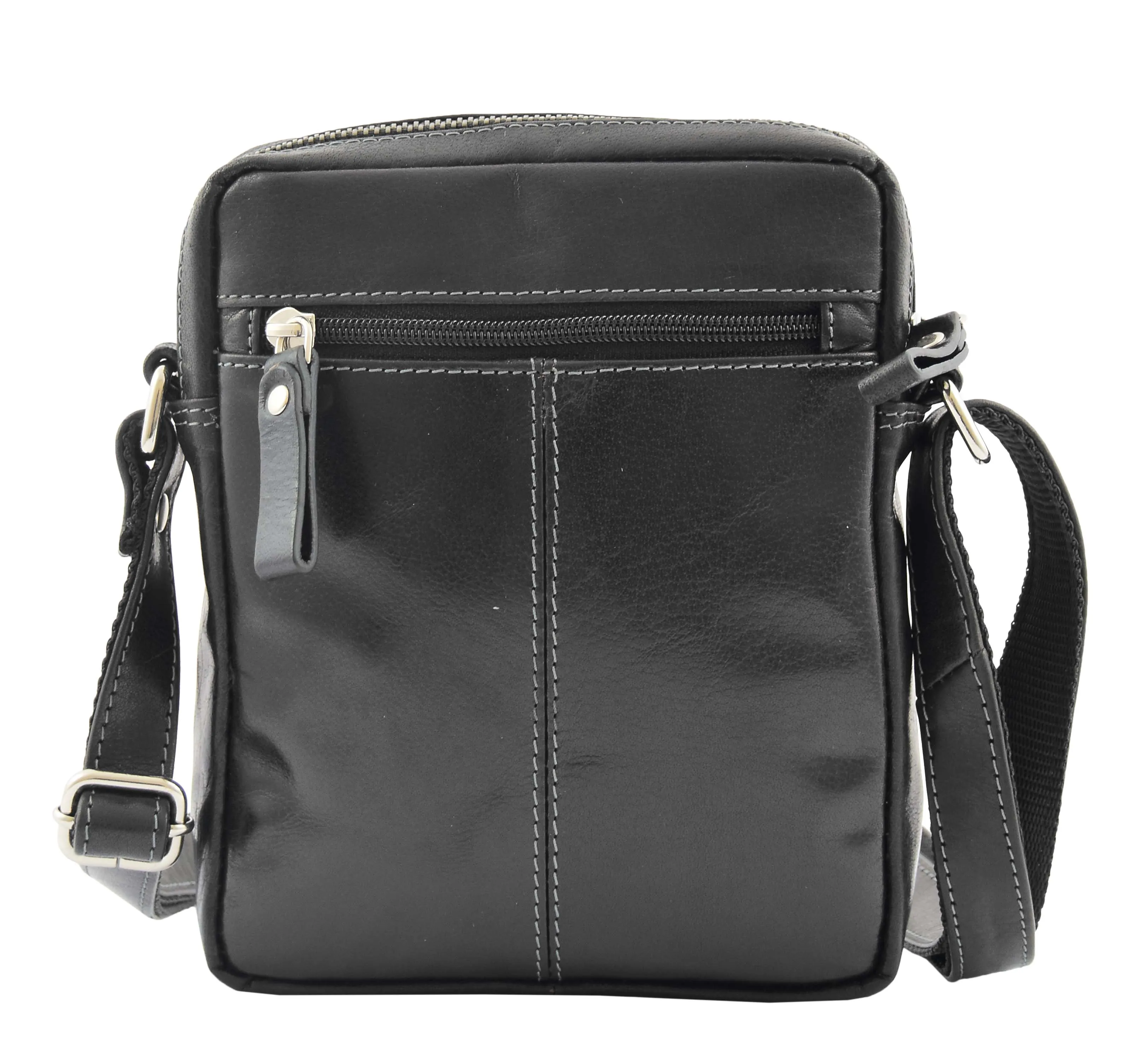 DR336 Men's Leather Cross Body Flight Bag Black