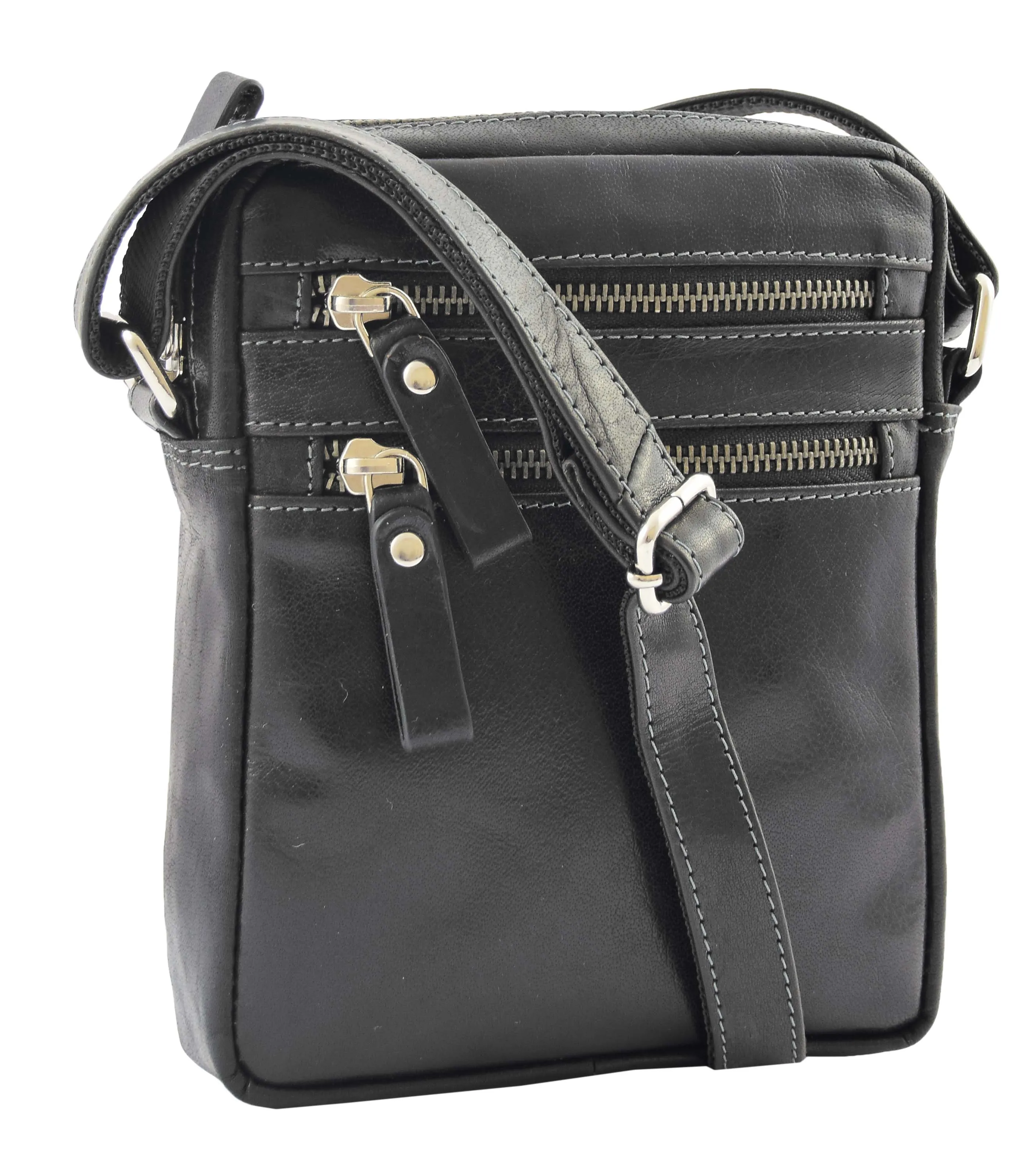 DR336 Men's Leather Cross Body Flight Bag Black