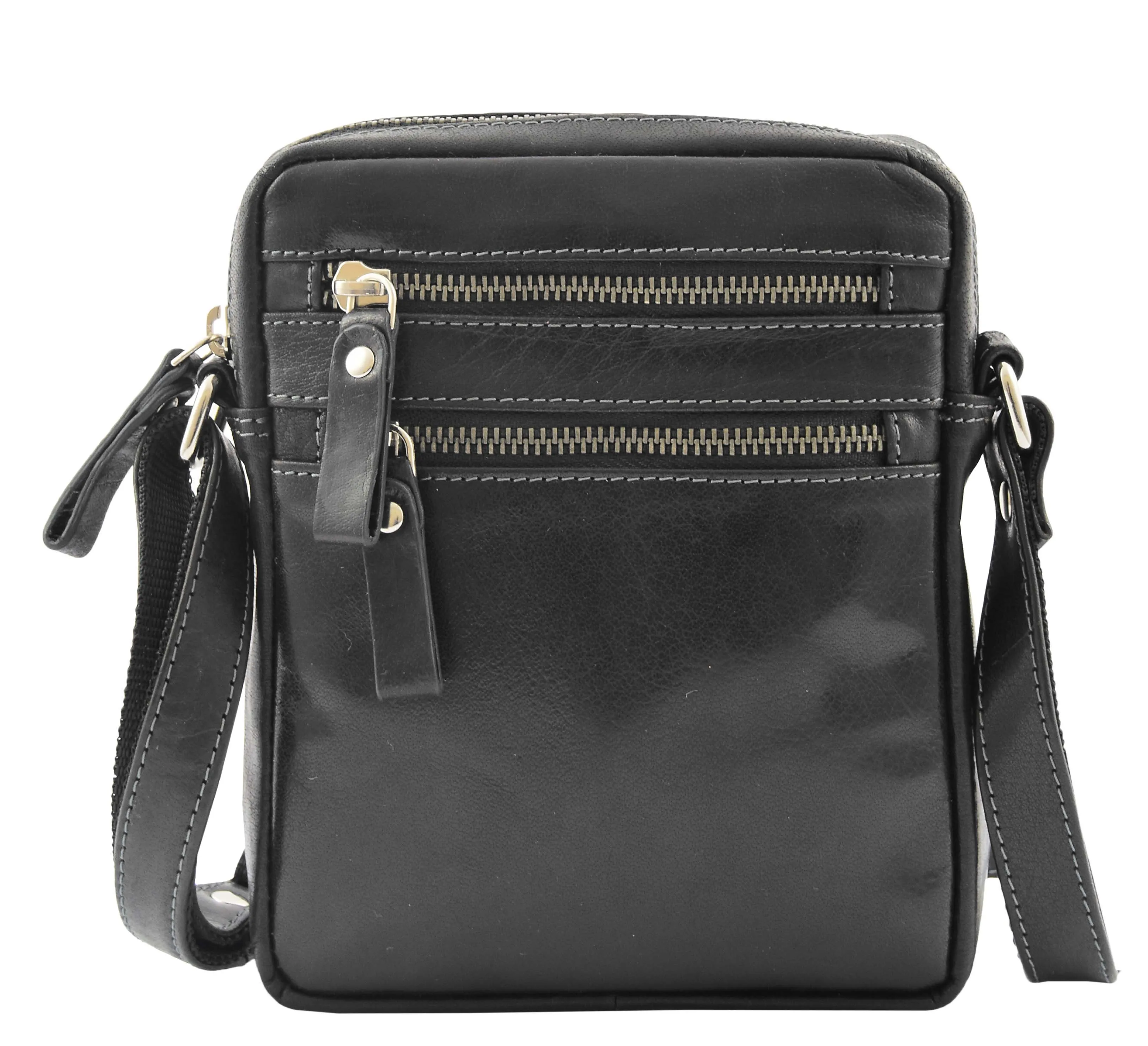 DR336 Men's Leather Cross Body Flight Bag Black