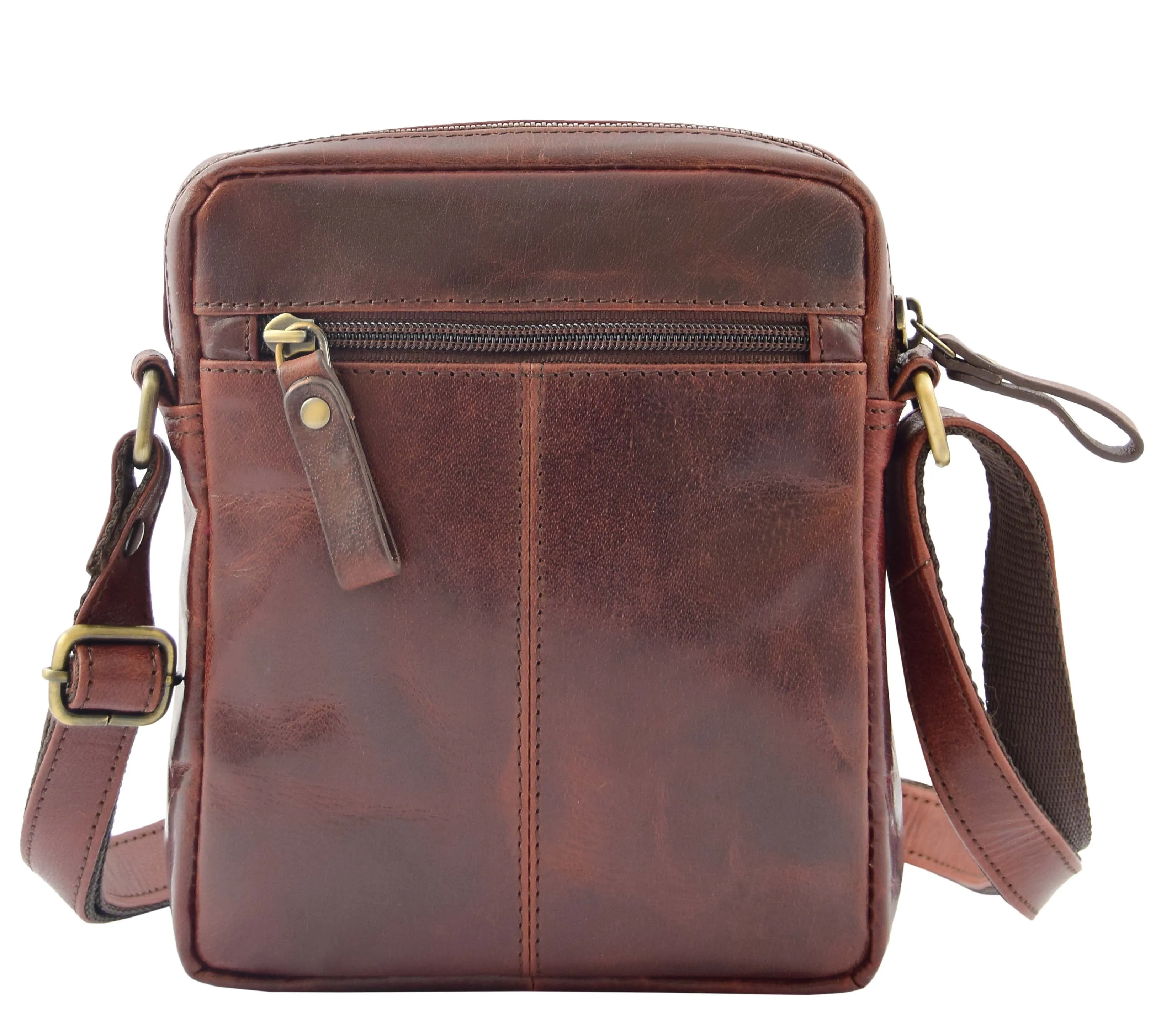 DR336 Men's Leather Cross Body Flight Bag Brown