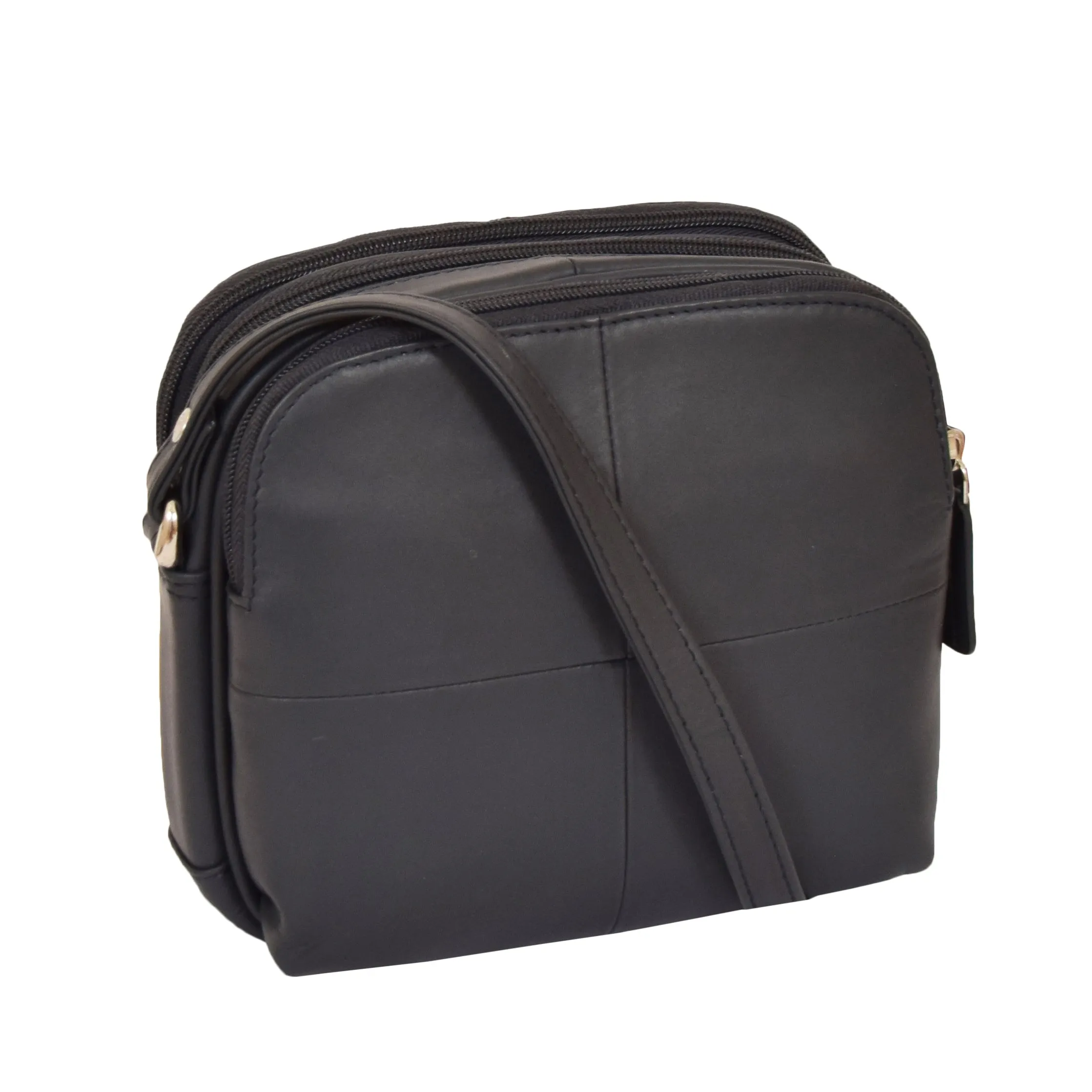 DR366 Women's Leather Multi Compartment Sling Bag Navy