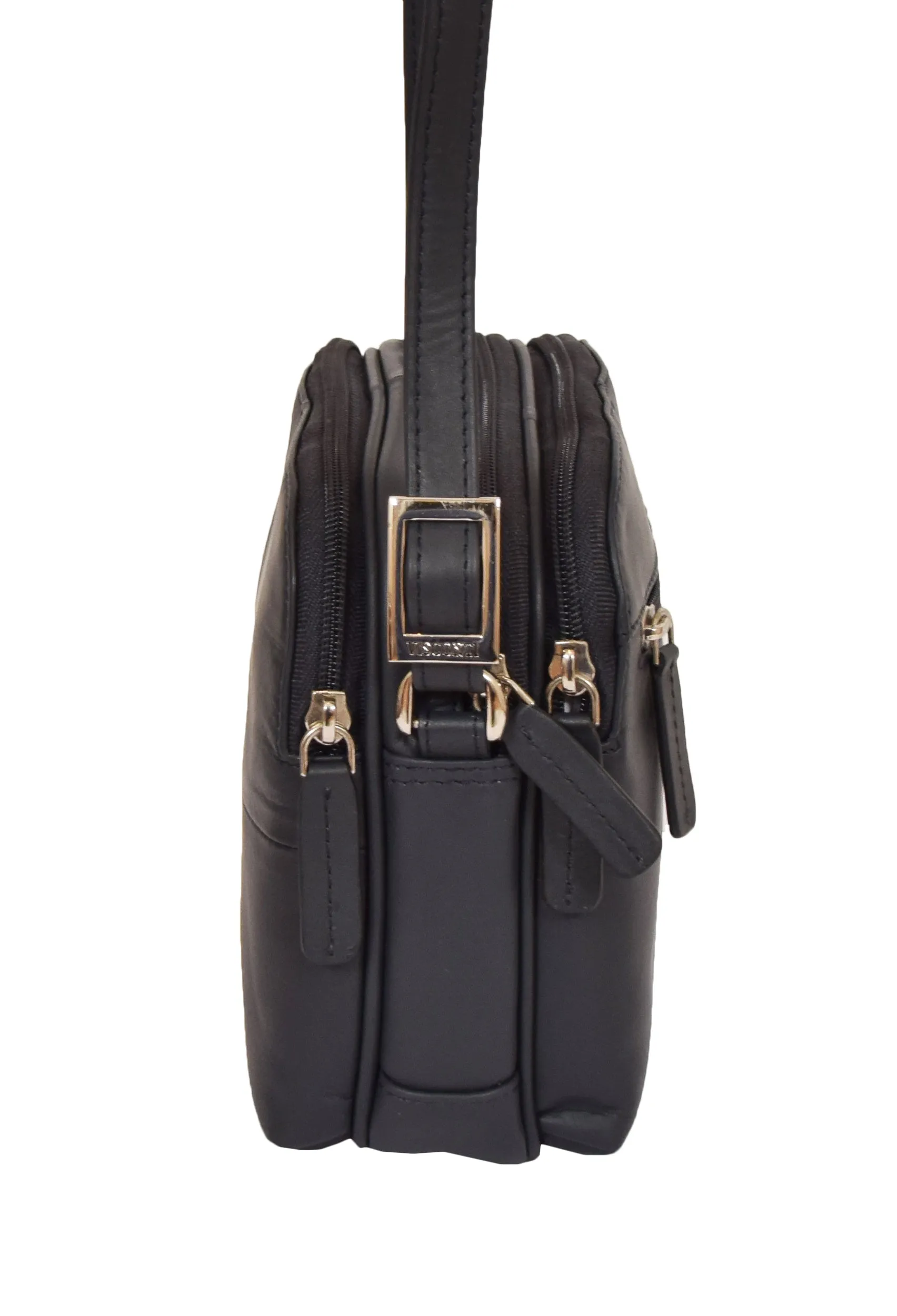 DR366 Women's Leather Multi Compartment Sling Bag Navy