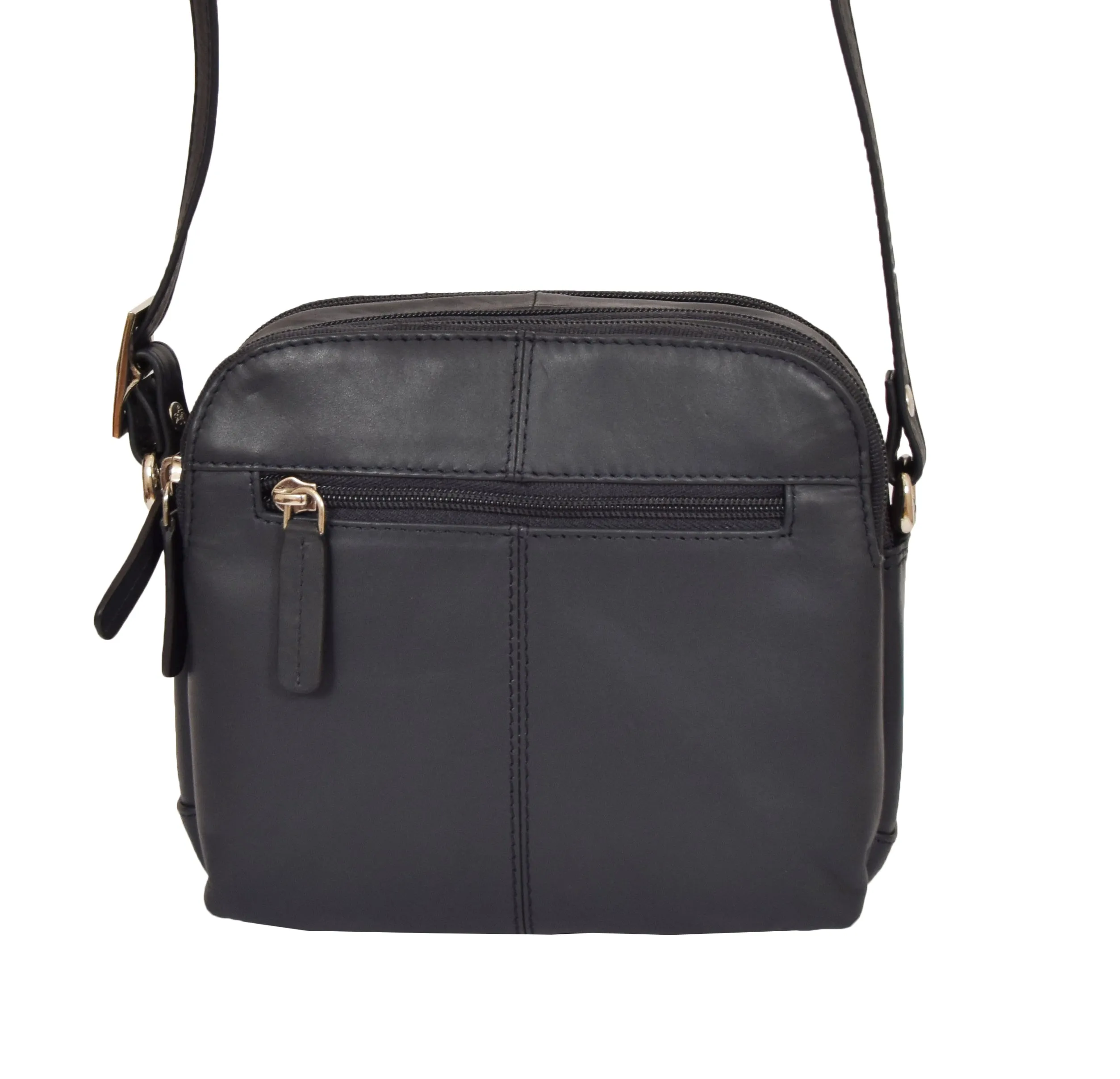 DR366 Women's Leather Multi Compartment Sling Bag Navy