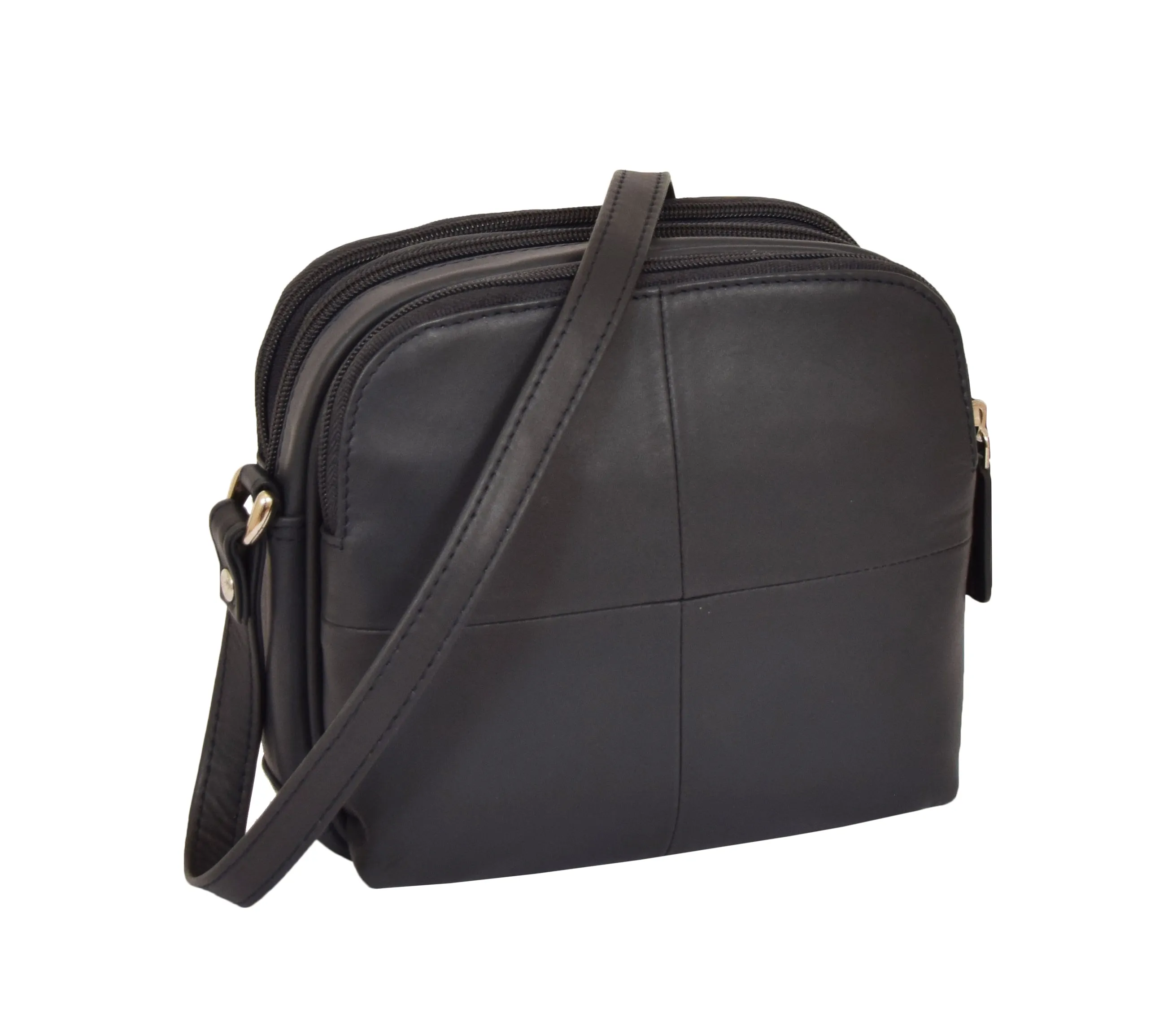 DR366 Women's Leather Multi Compartment Sling Bag Navy