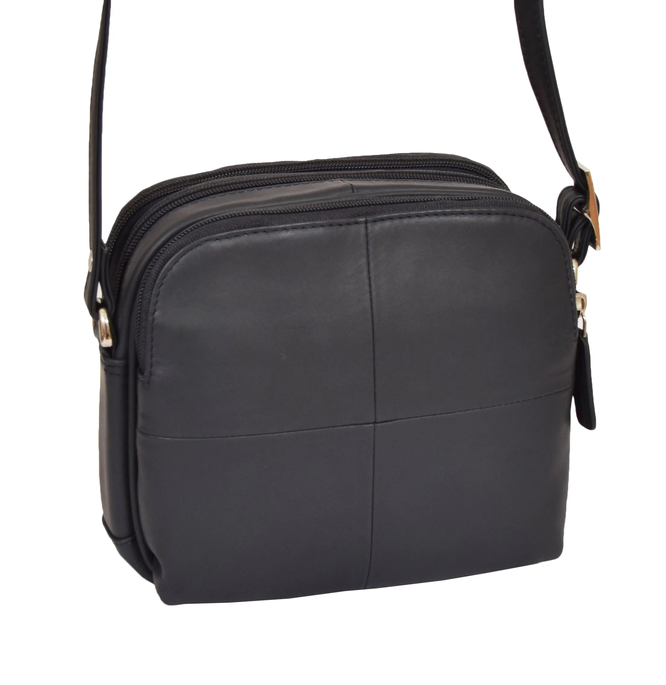 DR366 Women's Leather Multi Compartment Sling Bag Navy