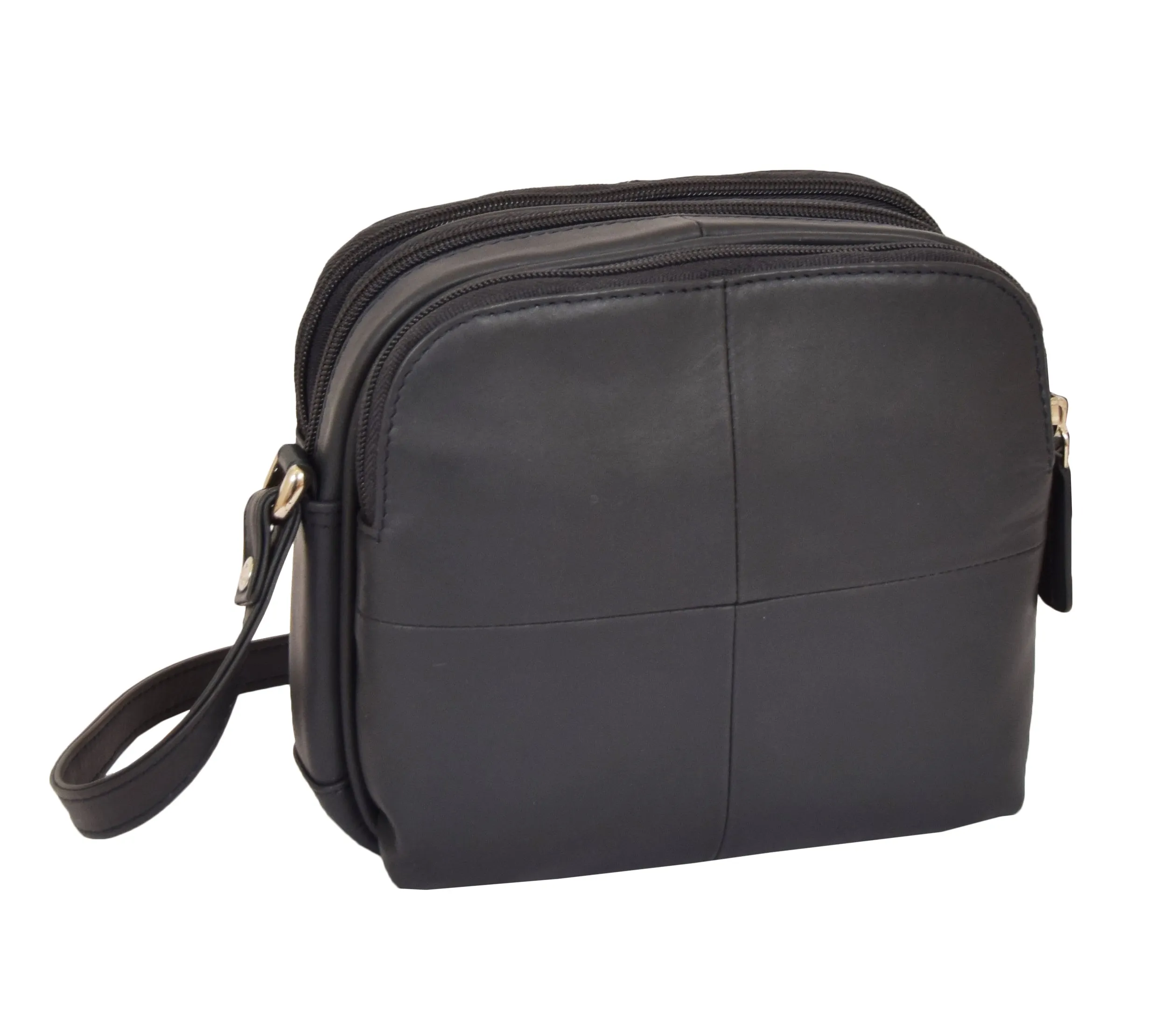 DR366 Women's Leather Multi Compartment Sling Bag Navy