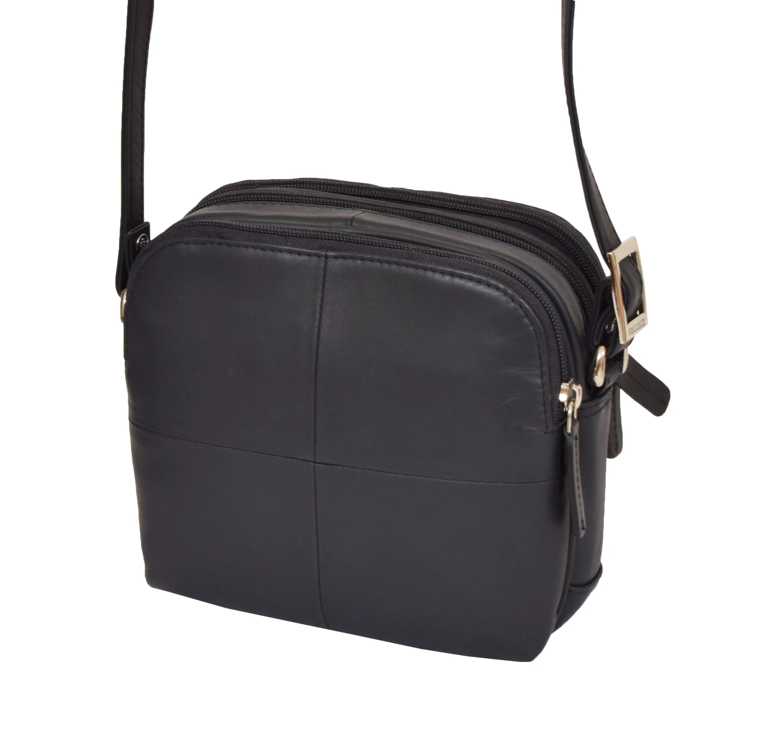 DR366 Women's Leather Multi Compartment Sling Bag Navy