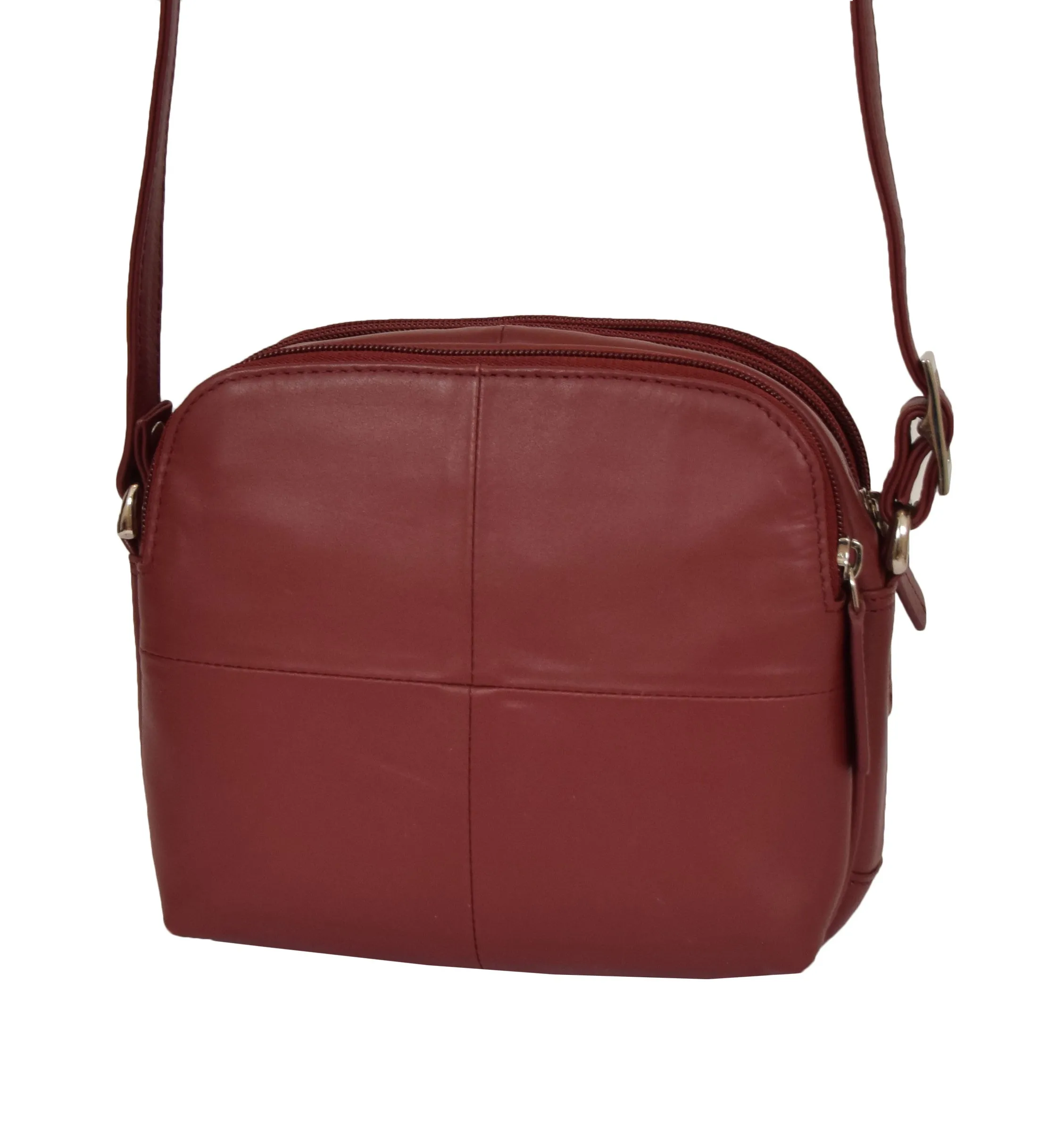 DR366 Women's Leather Multi Compartment Sling Bag Red