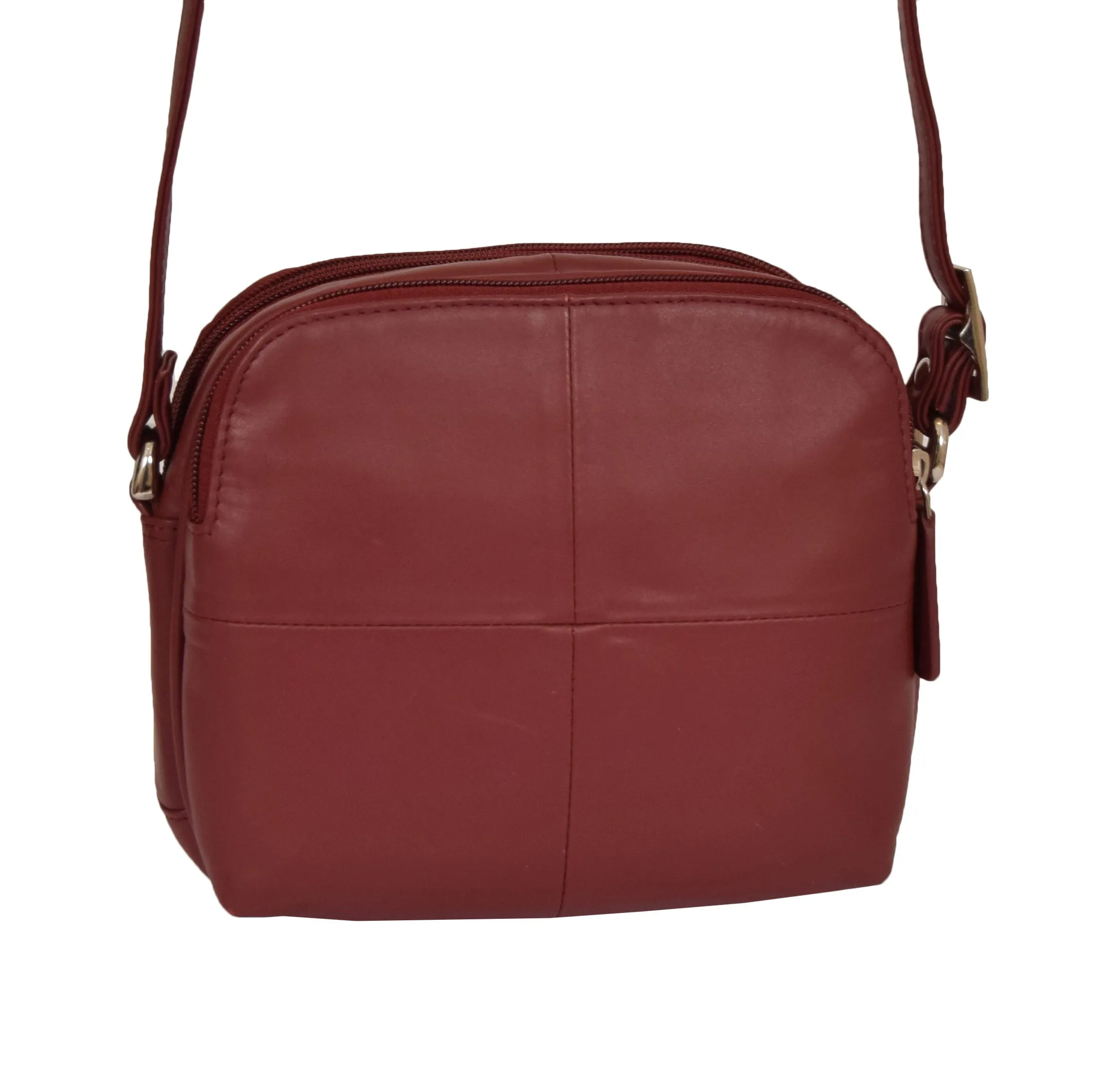 DR366 Women's Leather Multi Compartment Sling Bag Red