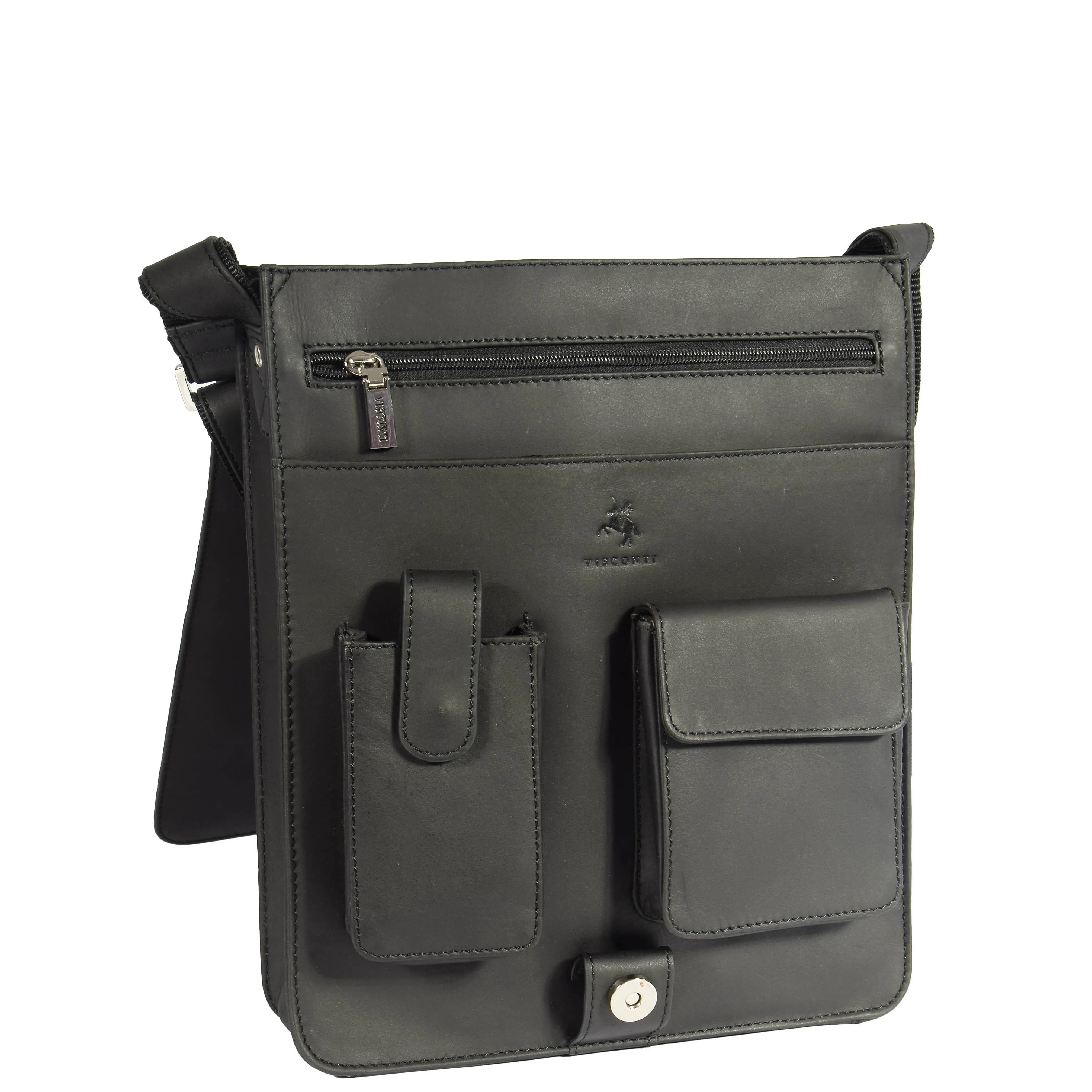 DR391 Men's Leather Satchel Cross Body Bag Black