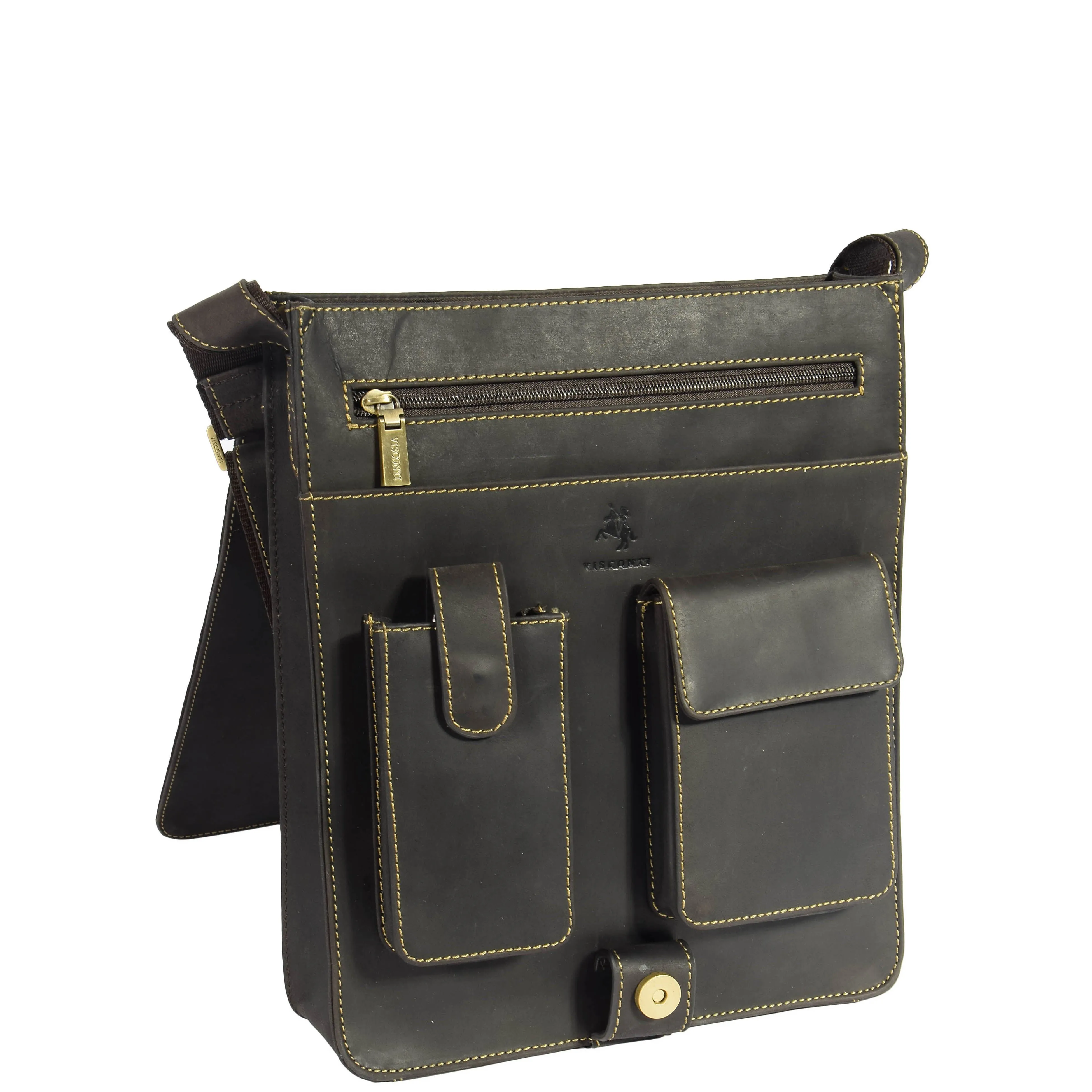 DR391 Men's Leather Satchel Cross Body Bag Brown
