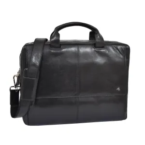 DR394 Men's Leather Briefcase with Laptop Compartment Black