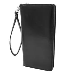 DR433 Exclusive Leather Passport Travel Wallet Black