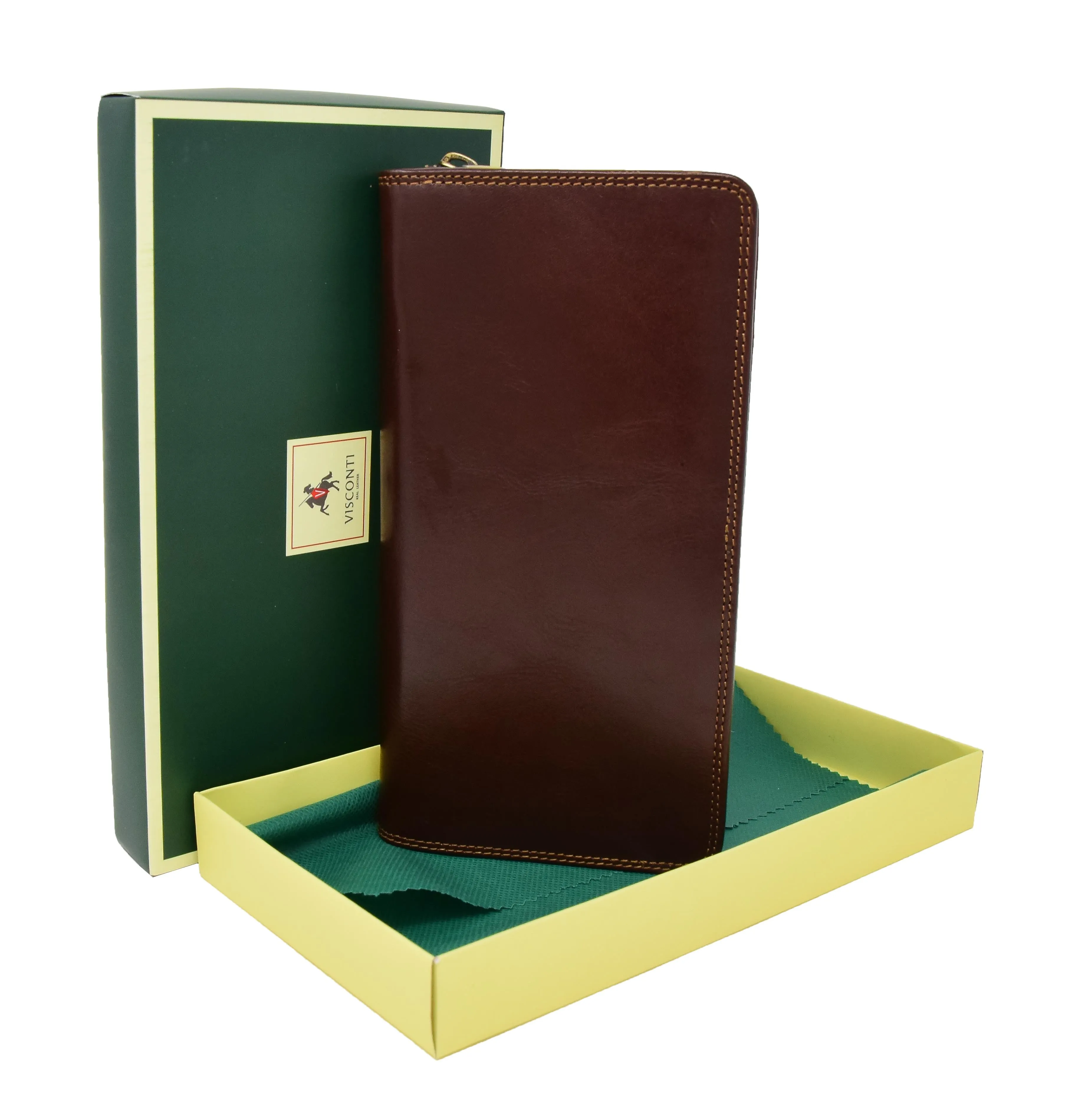 DR433 Exclusive Leather Passport Travel Wallet Brown