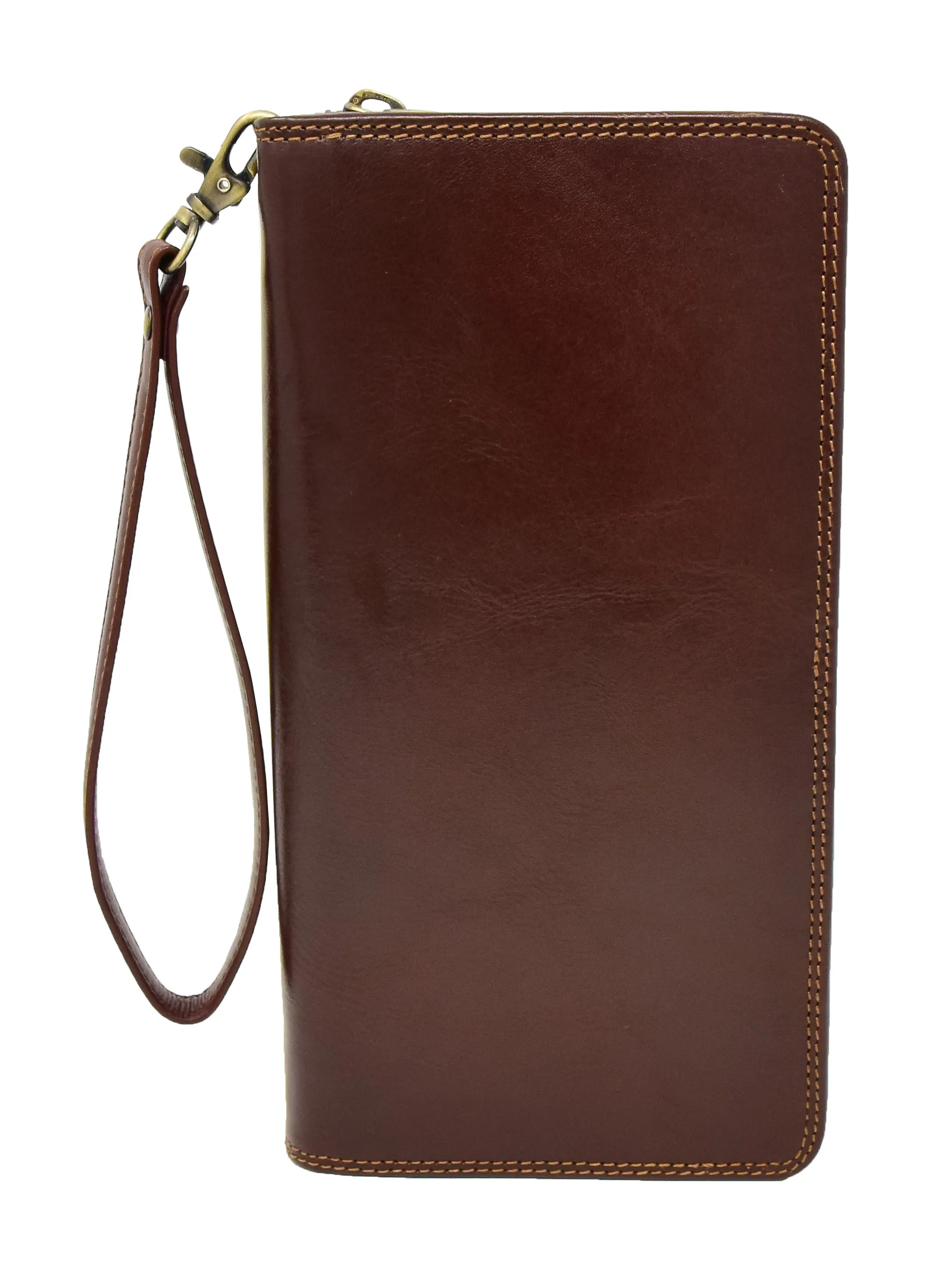 DR433 Exclusive Leather Passport Travel Wallet Brown