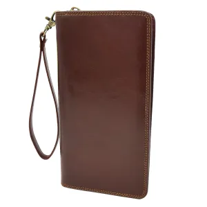 DR433 Exclusive Leather Passport Travel Wallet Brown