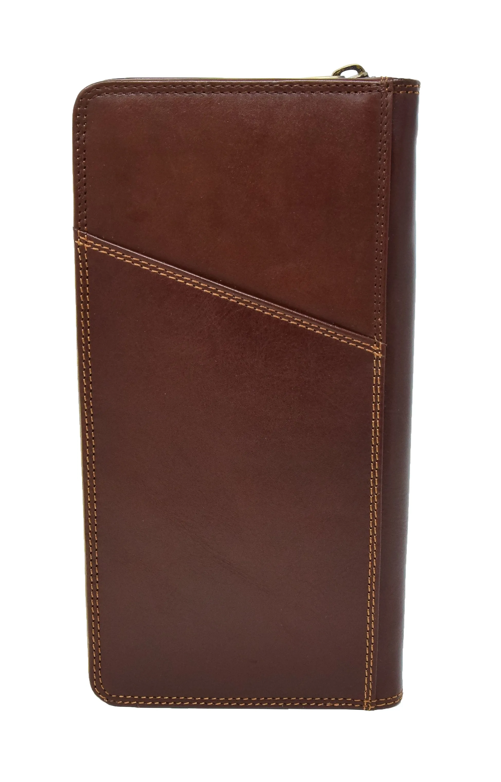 DR433 Exclusive Leather Passport Travel Wallet Brown