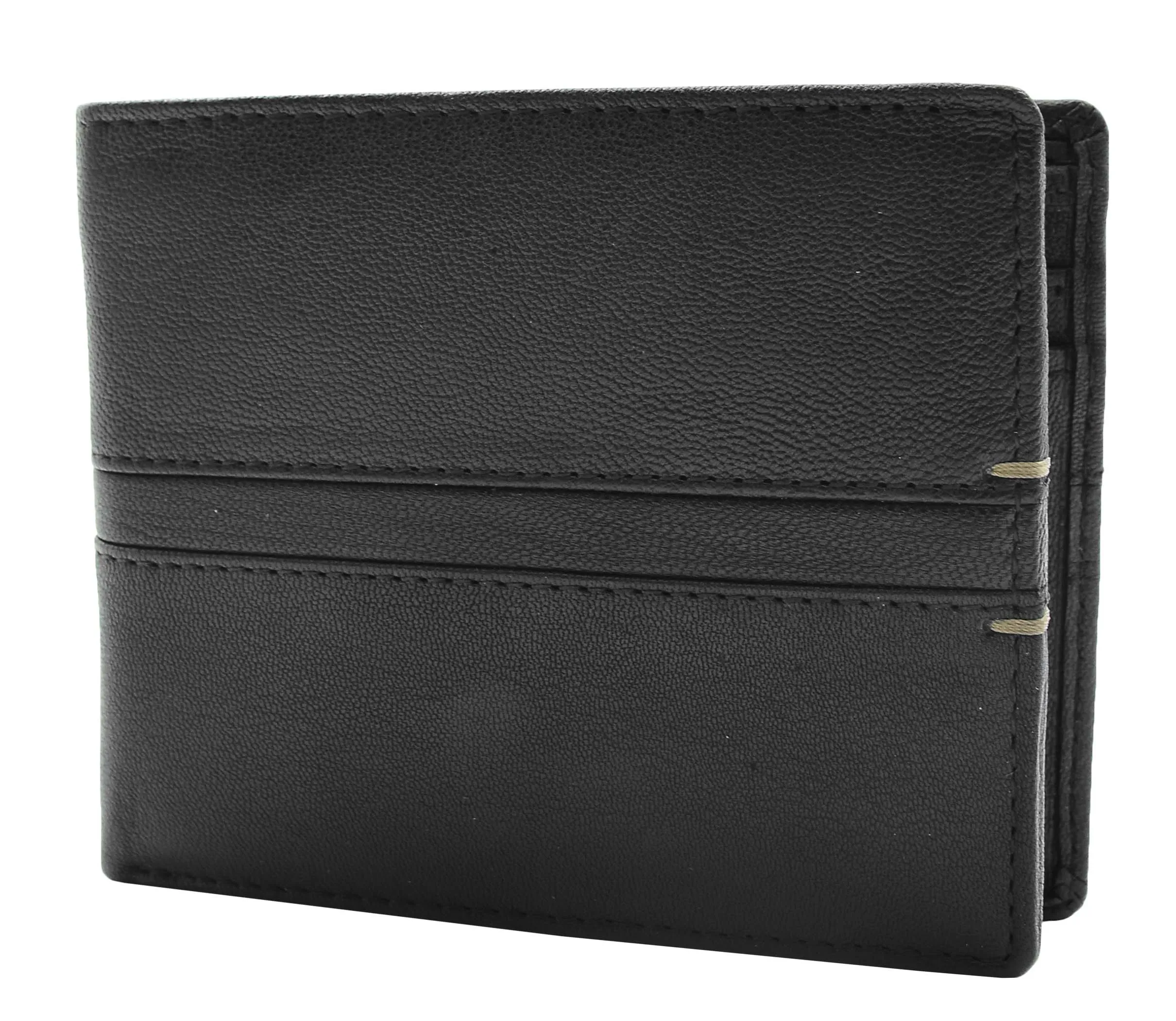 DR441 Men's Real Leather Bifold Wallet Black