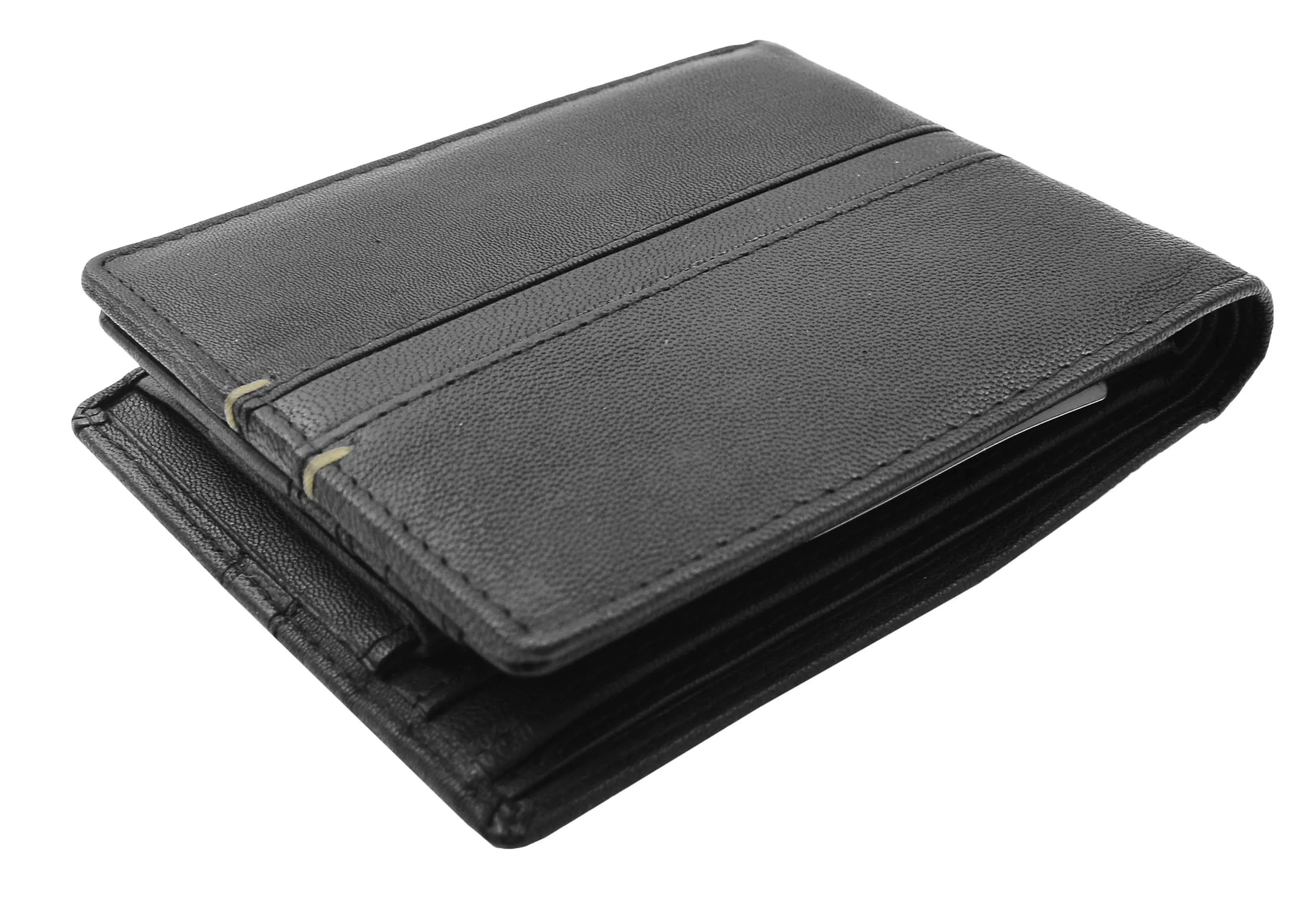 DR441 Men's Real Leather Bifold Wallet Black