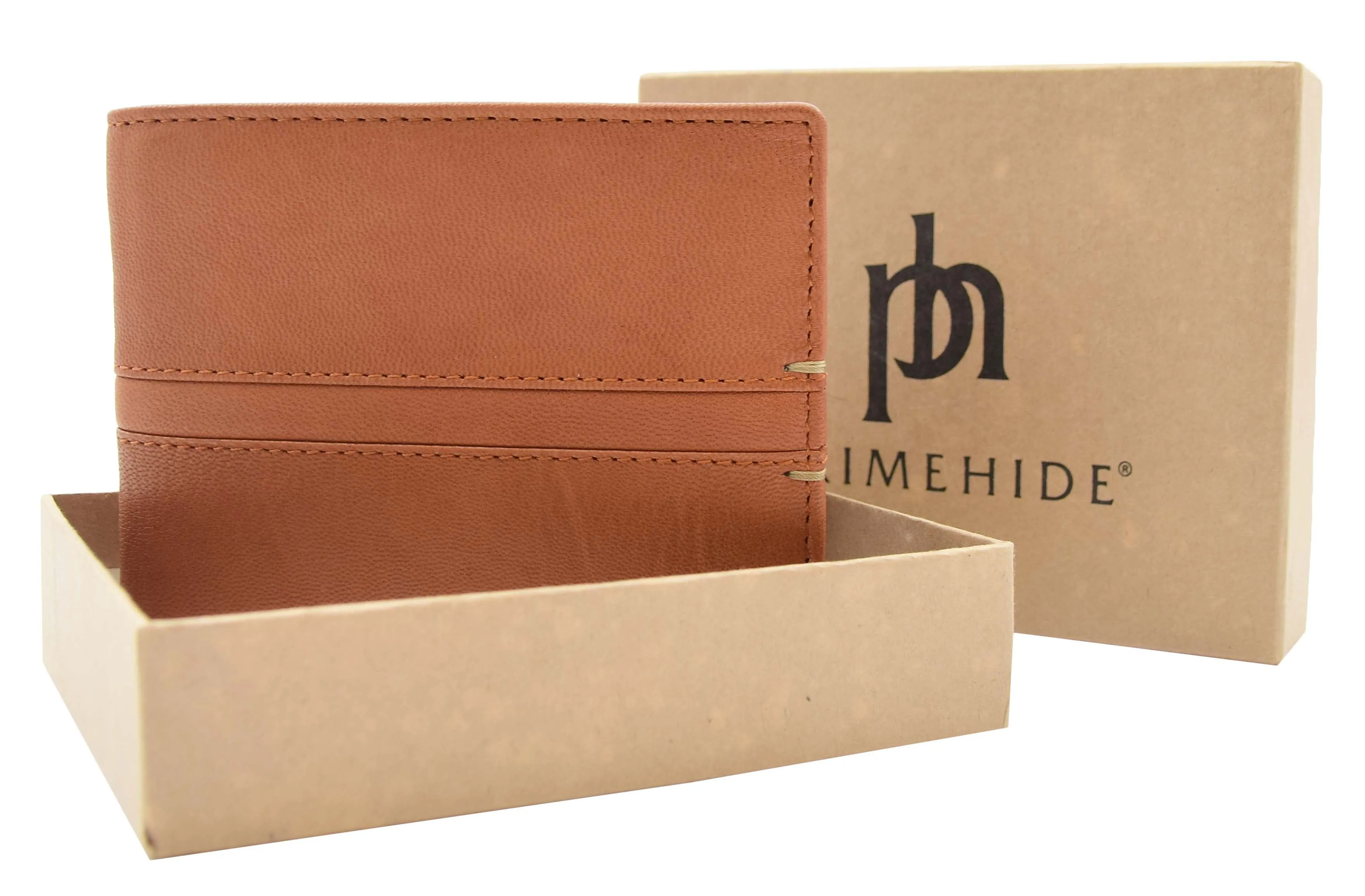 DR441 Men's Real Leather Bifold Wallet Cognac