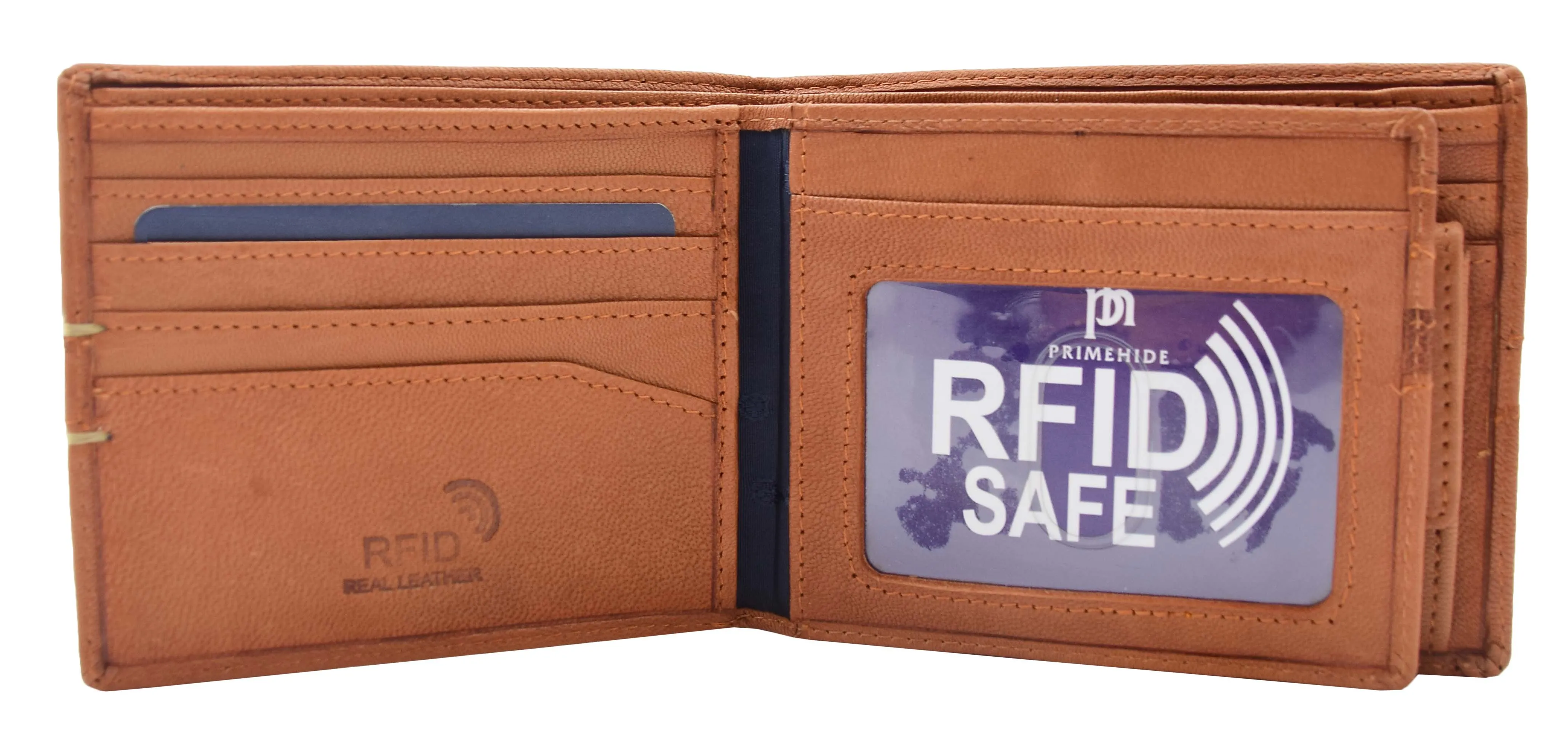 DR441 Men's Real Leather Bifold Wallet Cognac
