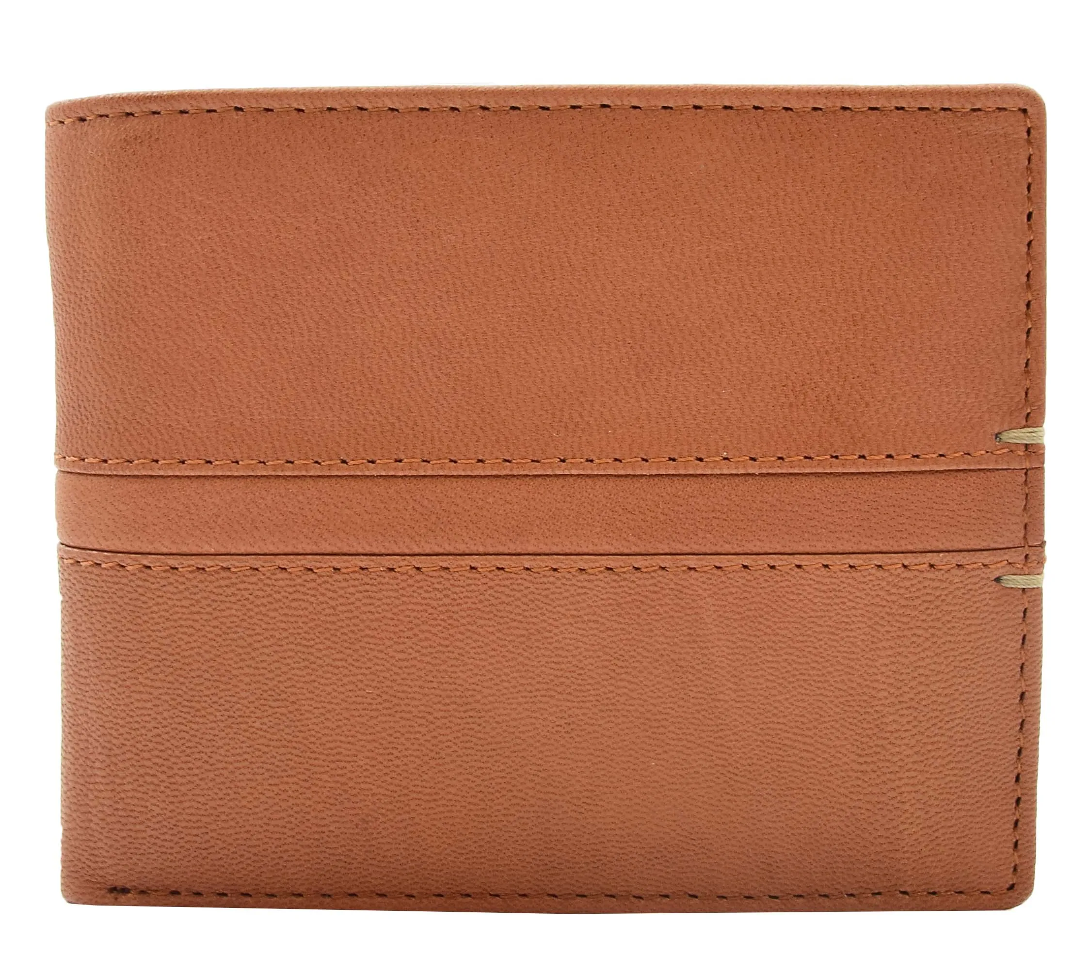 DR441 Men's Real Leather Bifold Wallet Cognac