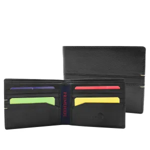 DR442 Men's Leather Wallet Slim Bifold Rfid Safe Credit Card Black