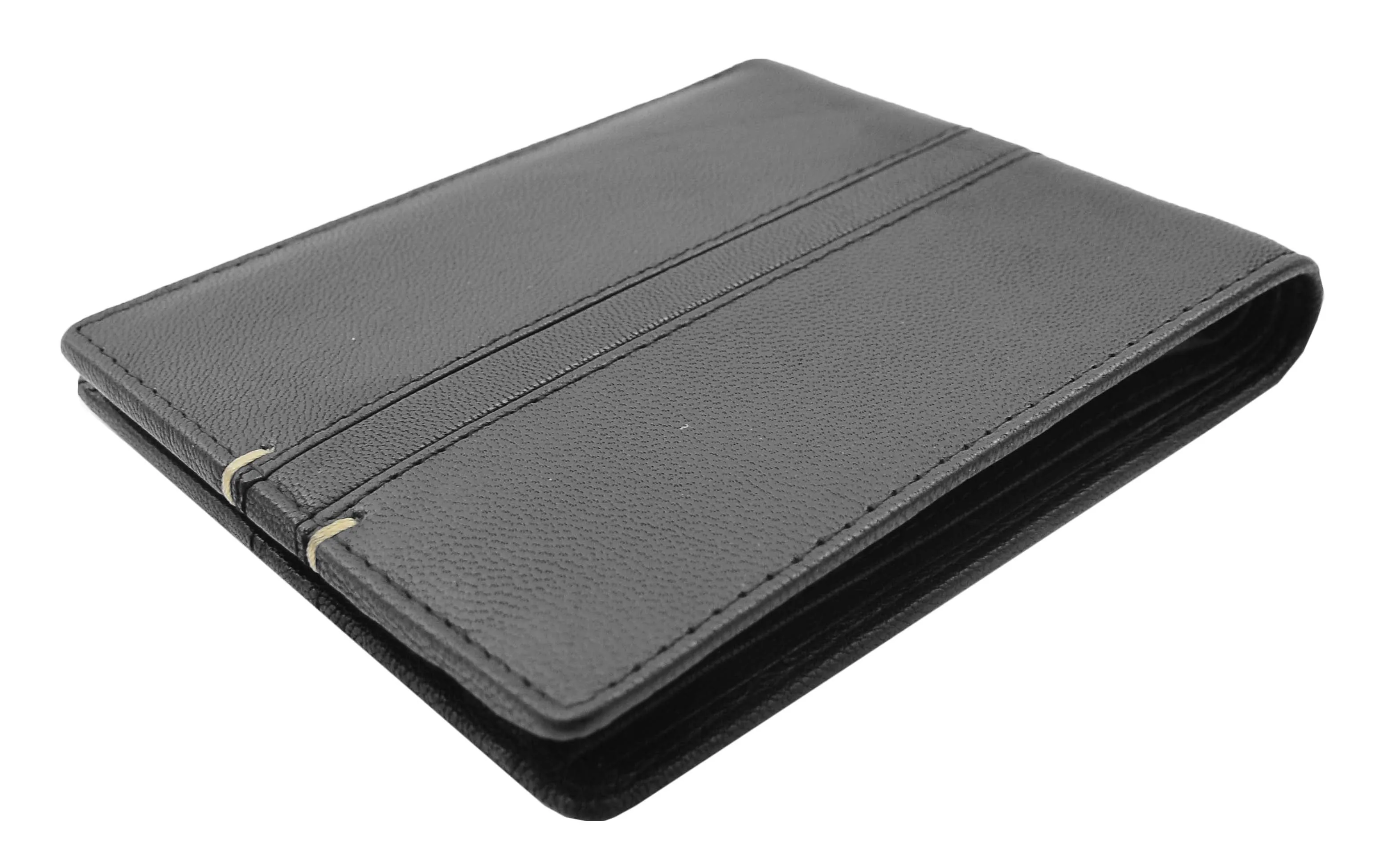 DR442 Men's Leather Wallet Slim Bifold Rfid Safe Credit Card Black