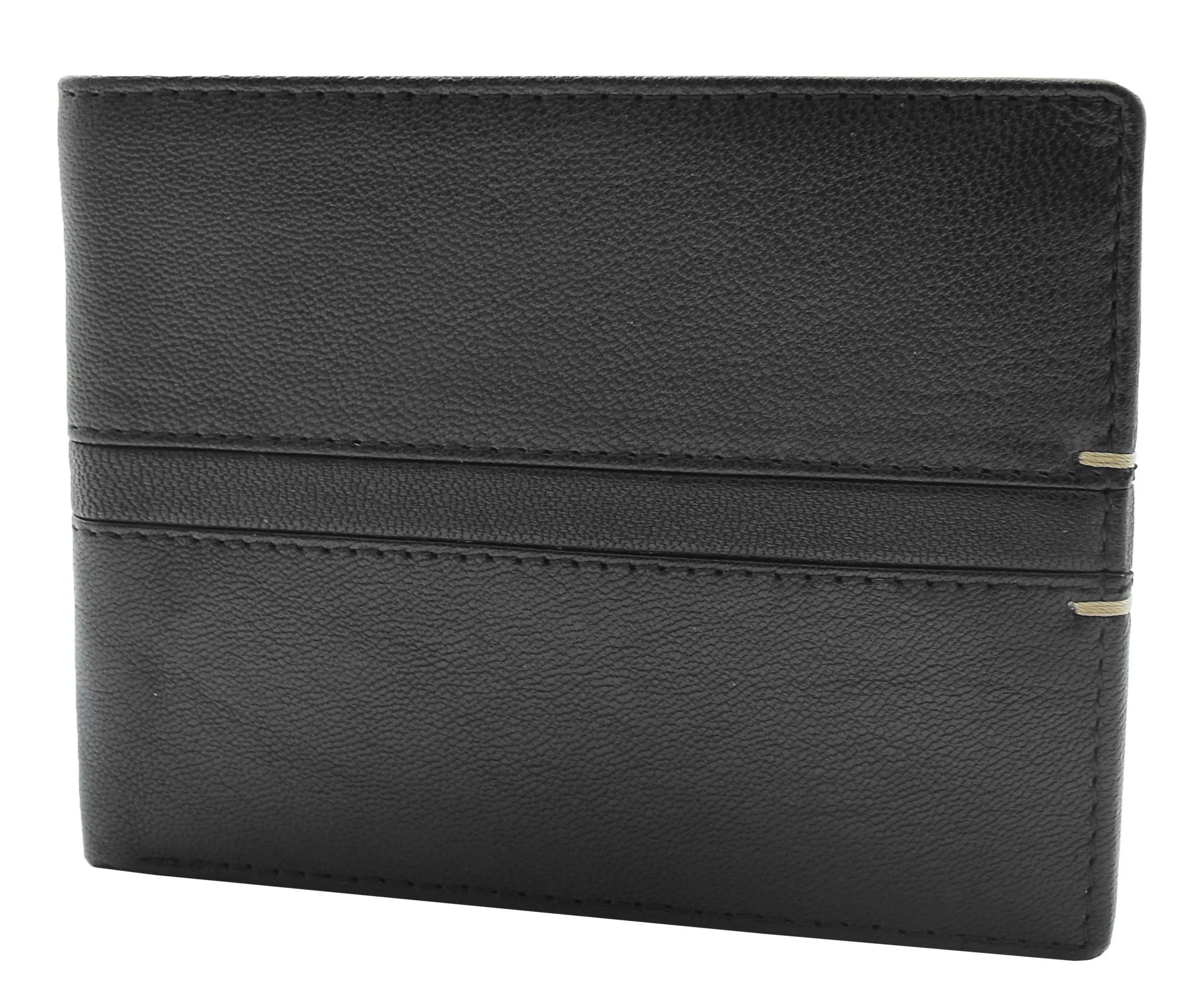 DR442 Men's Leather Wallet Slim Bifold Rfid Safe Credit Card Black