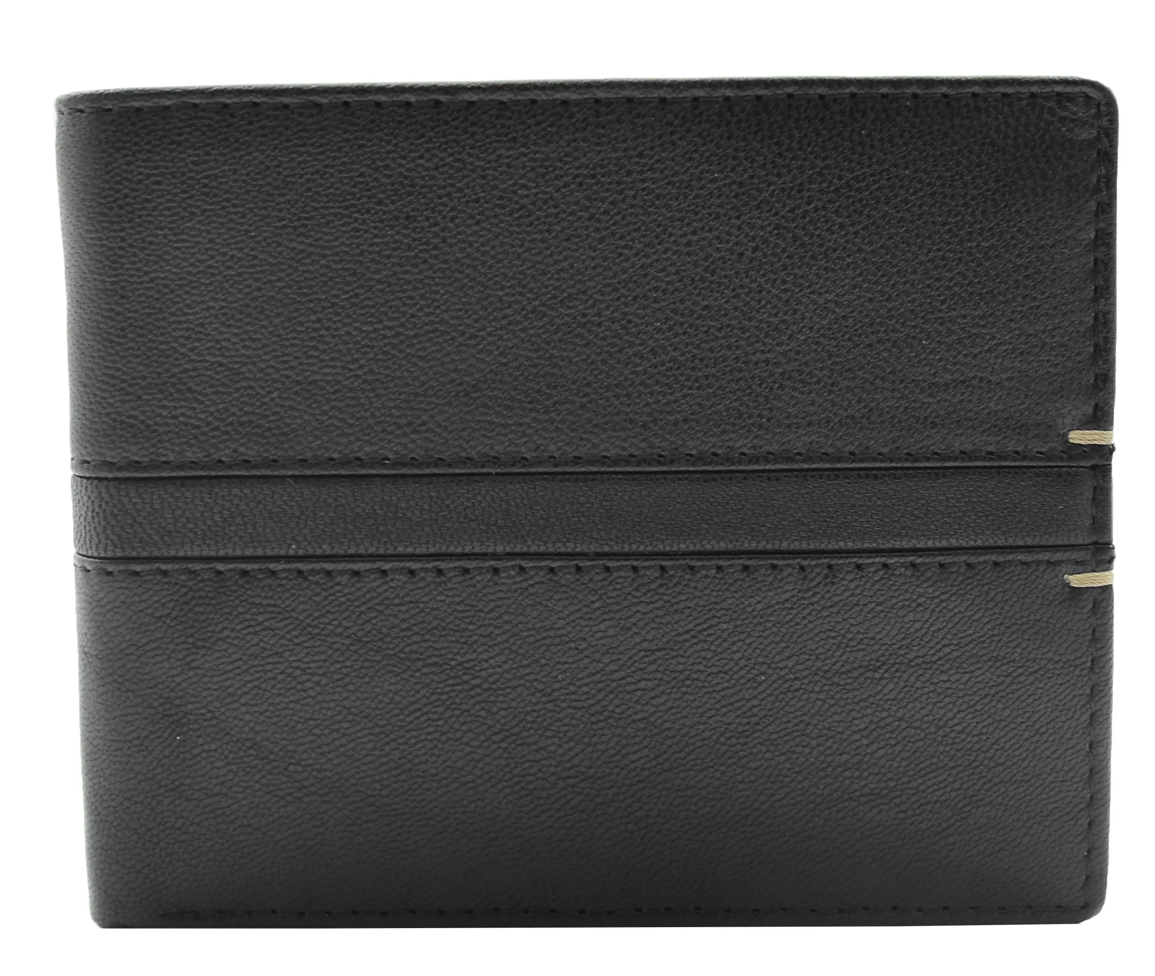 DR442 Men's Leather Wallet Slim Bifold Rfid Safe Credit Card Black