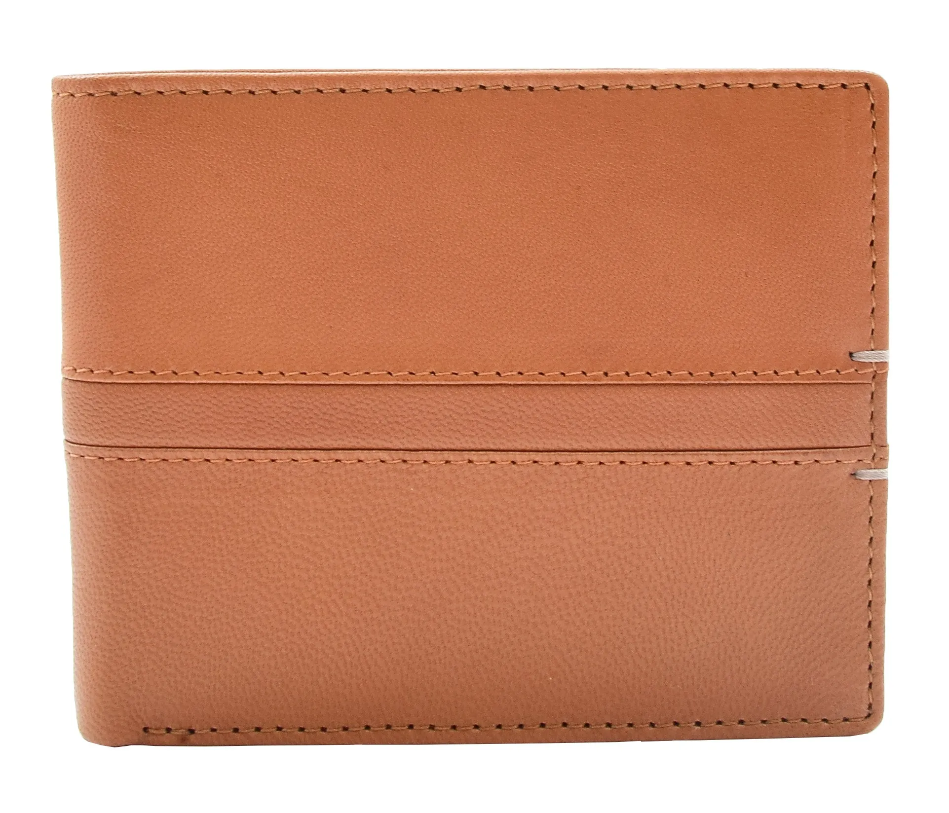 DR442 Men's Leather Wallet Slim Bifold Rfid Safe Credit Card Cognac