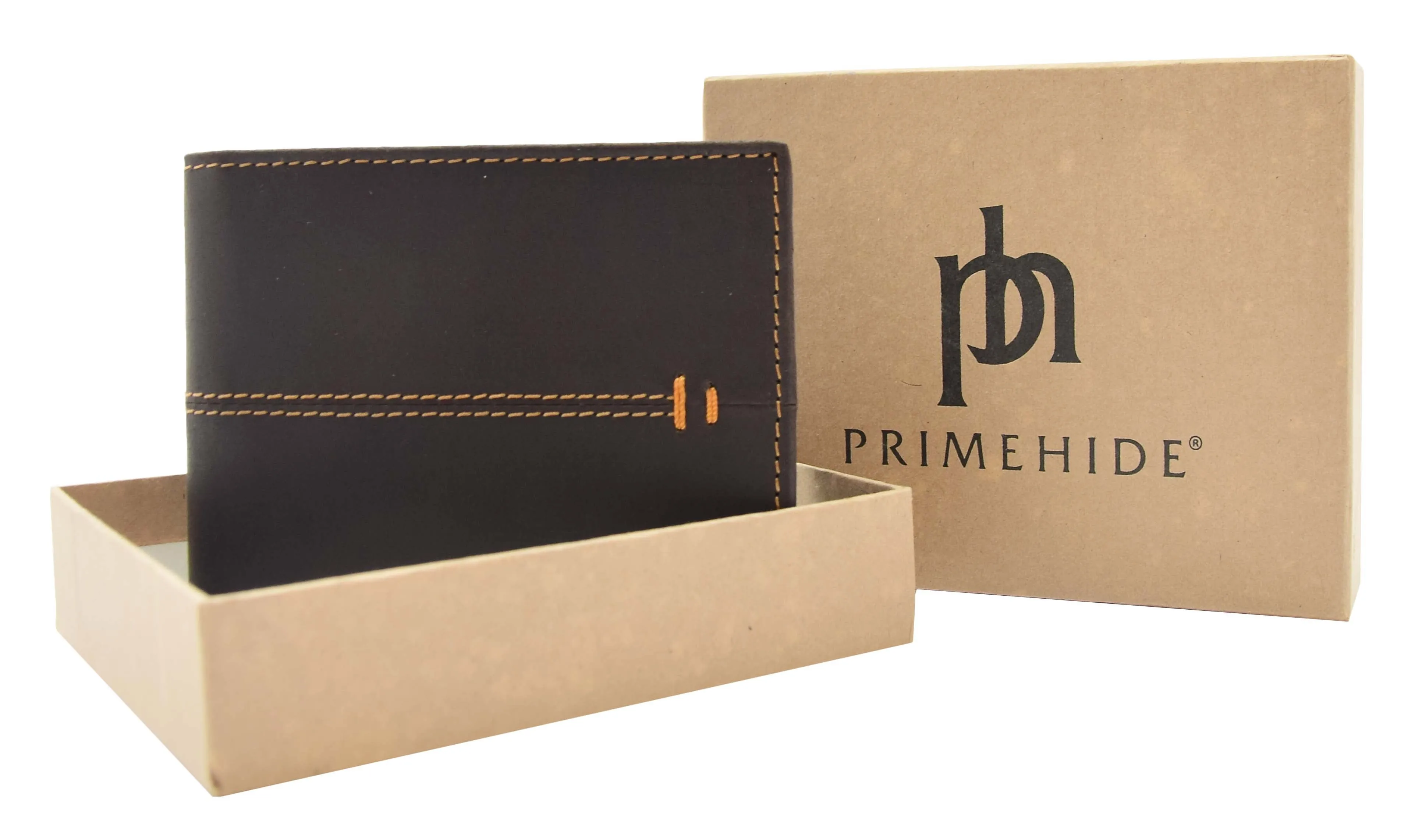 DR443 Men's Hunter Leather Slim Bifold Wallet Brown