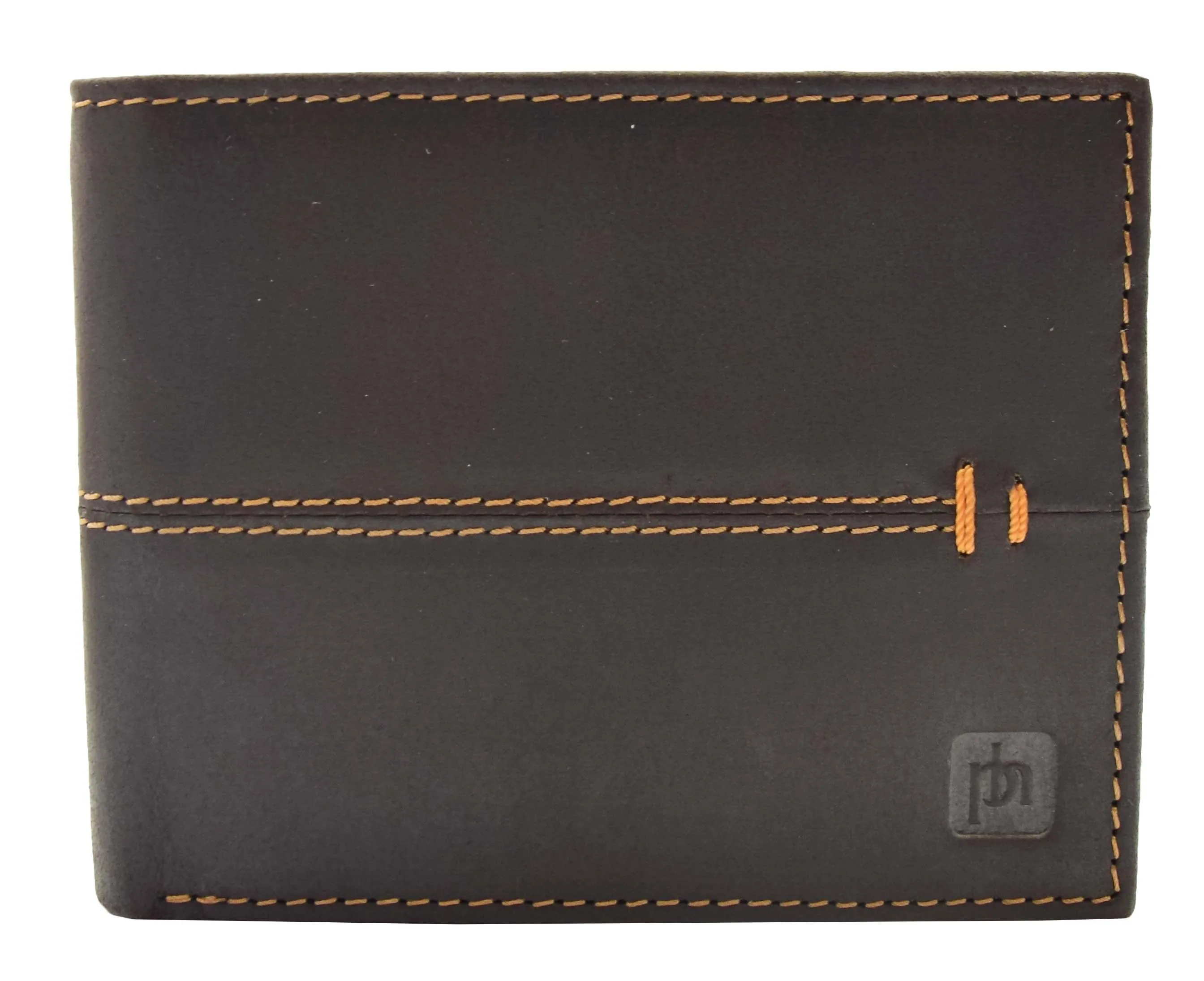 DR443 Men's Hunter Leather Slim Bifold Wallet Brown