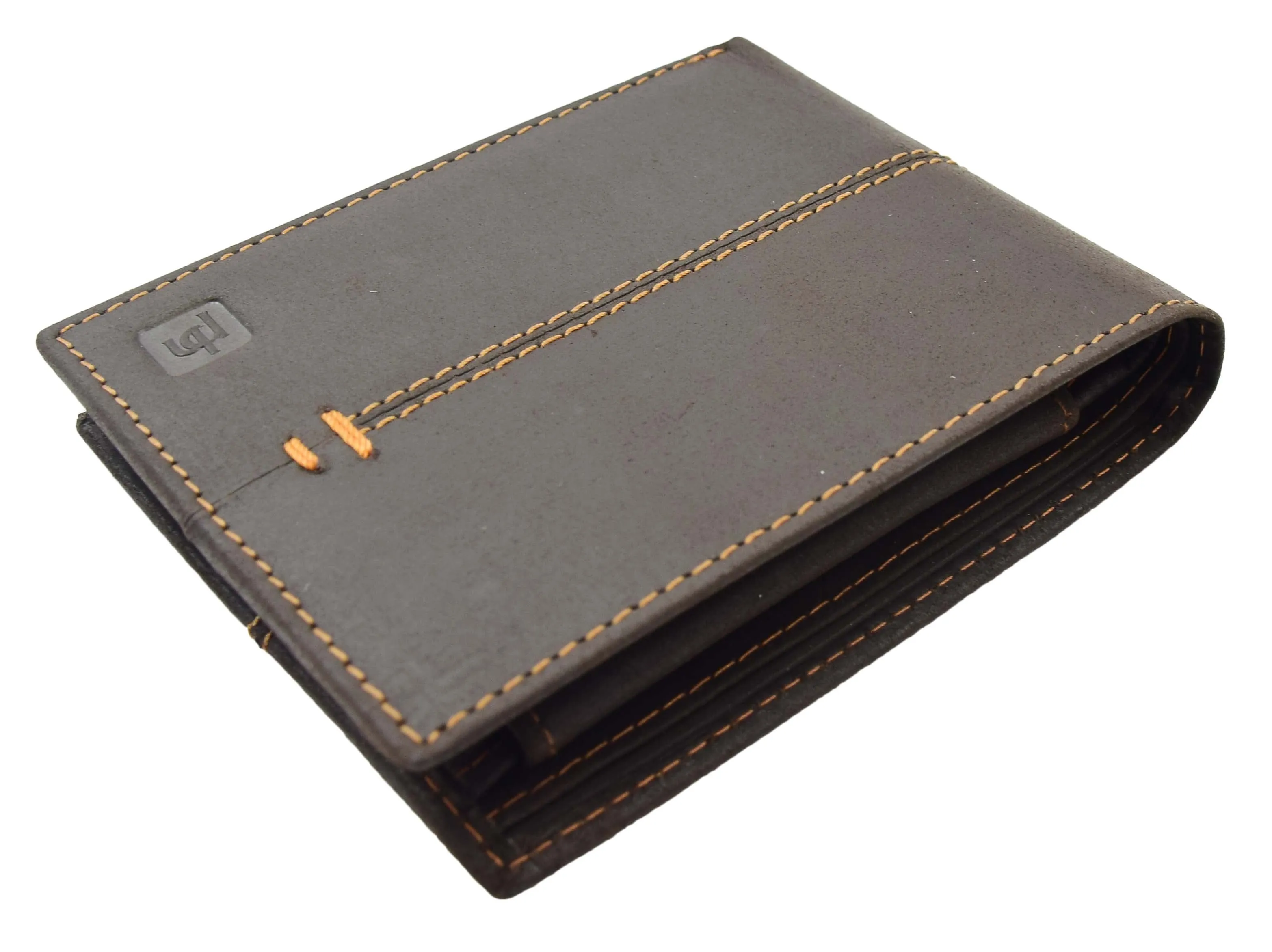 DR443 Men's Hunter Leather Slim Bifold Wallet Brown