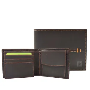 DR443 Men's Hunter Leather Slim Bifold Wallet Brown