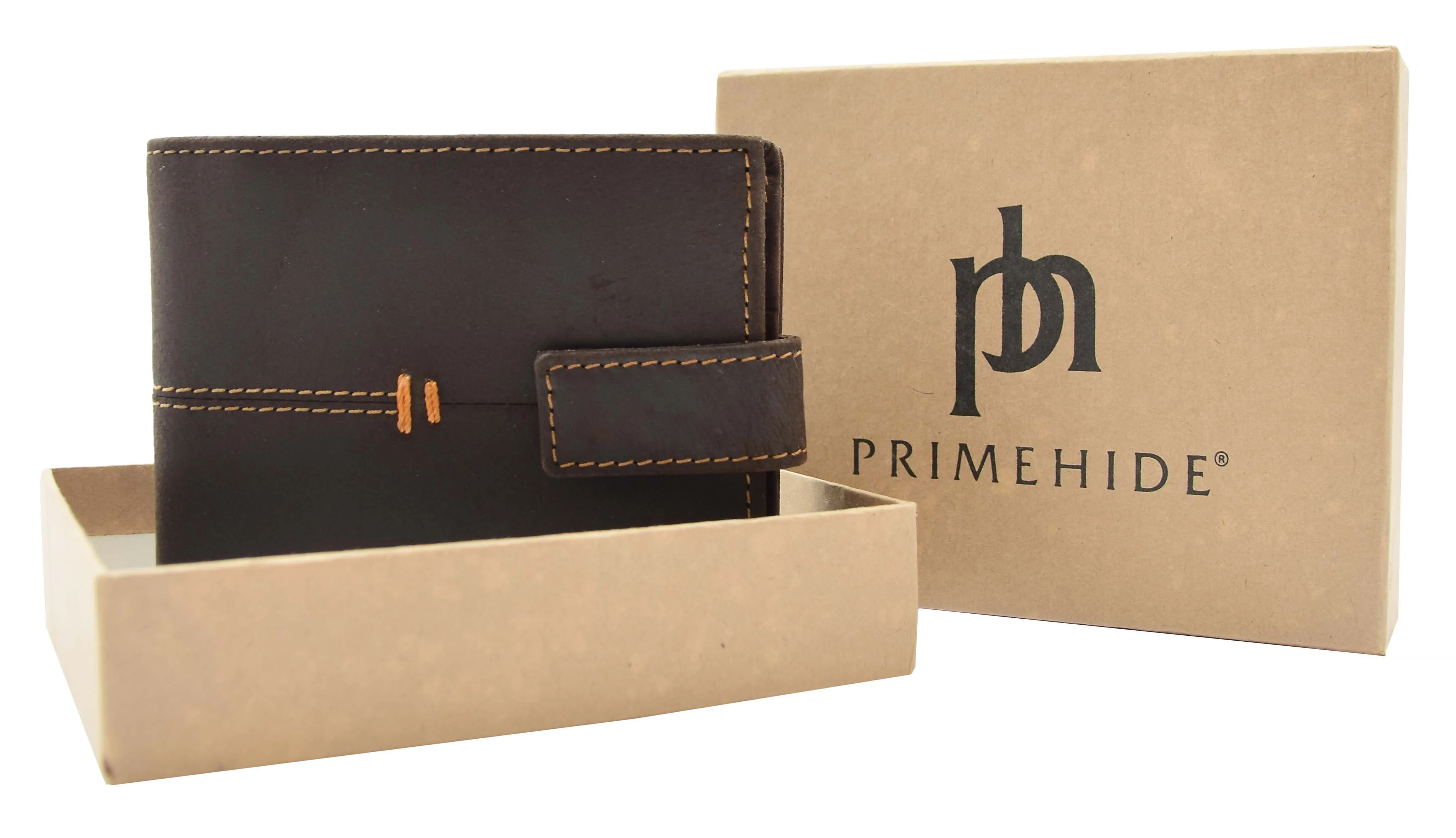 DR444 Men's Hunter Leather Bifold Wallet Brown