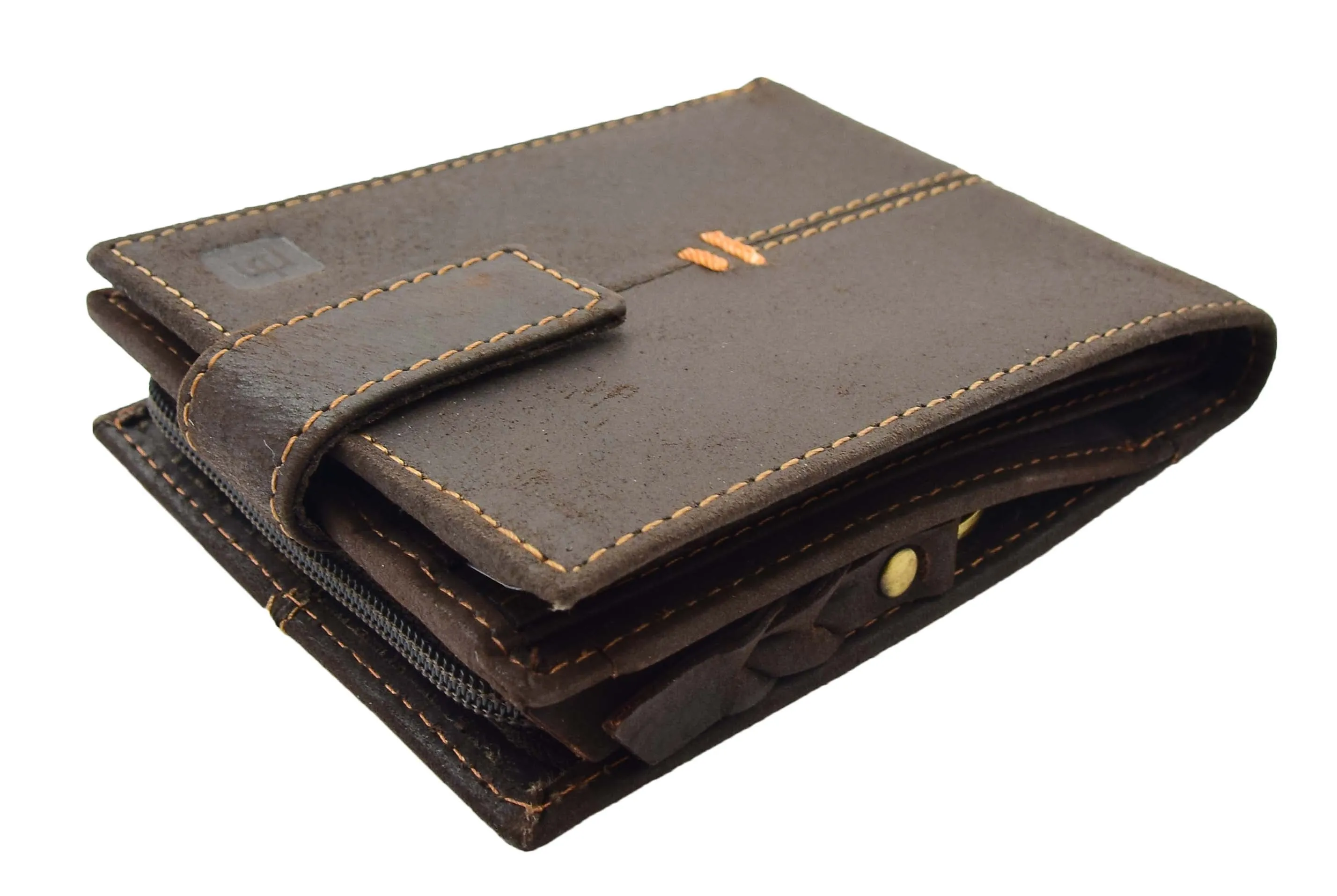 DR444 Men's Hunter Leather Bifold Wallet Brown