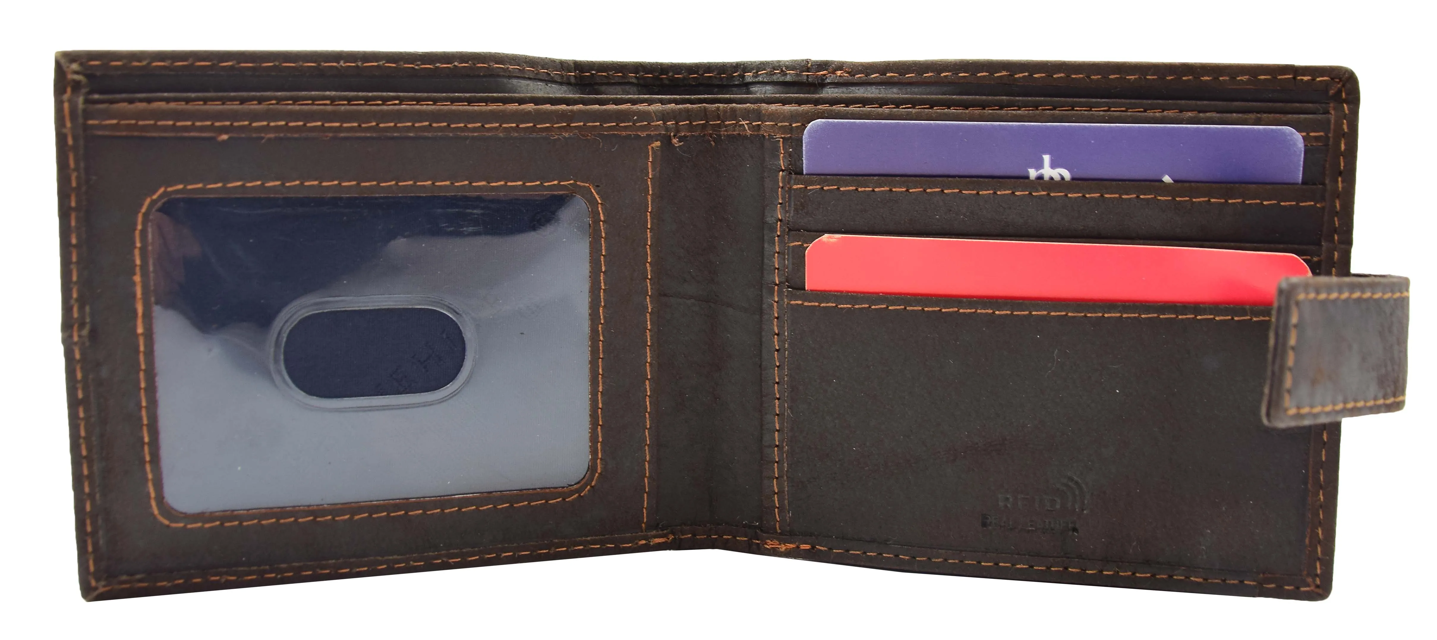 DR444 Men's Hunter Leather Bifold Wallet Brown