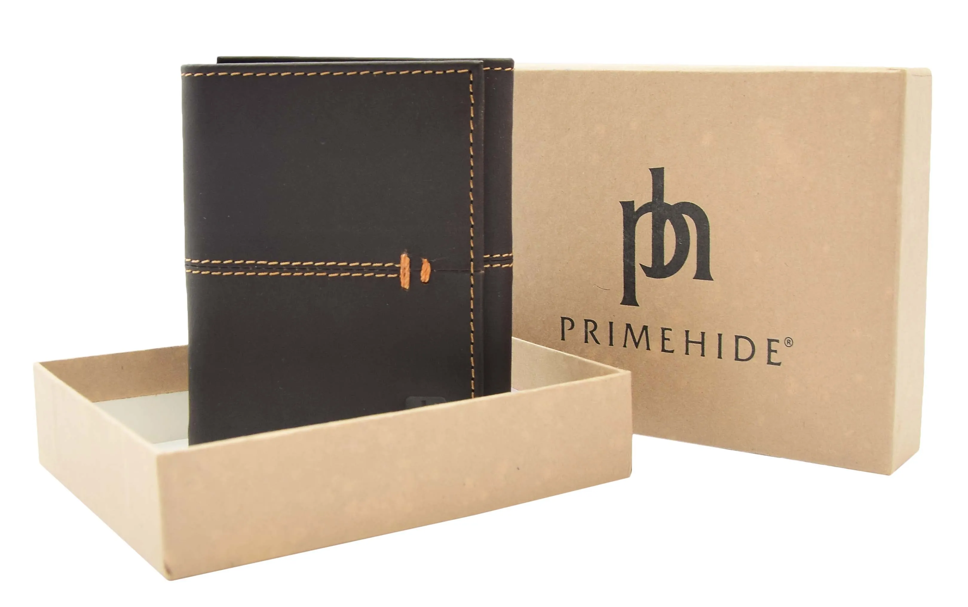 DR445 Men's Real Leather Slim Trifold Wallet Brown