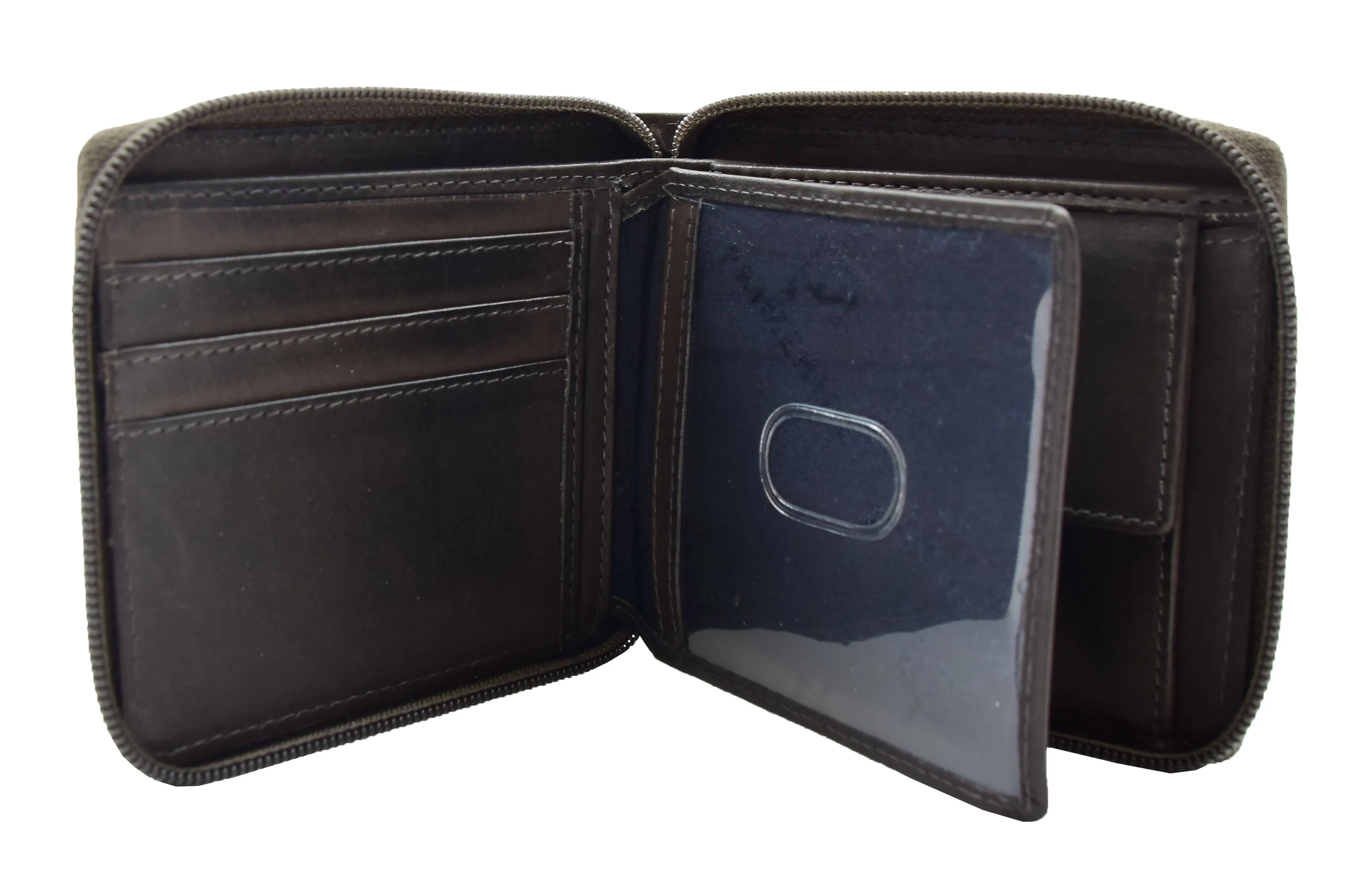 DR446 Men's Leather Wallet Zip Around Rfid Safe Boxed Black