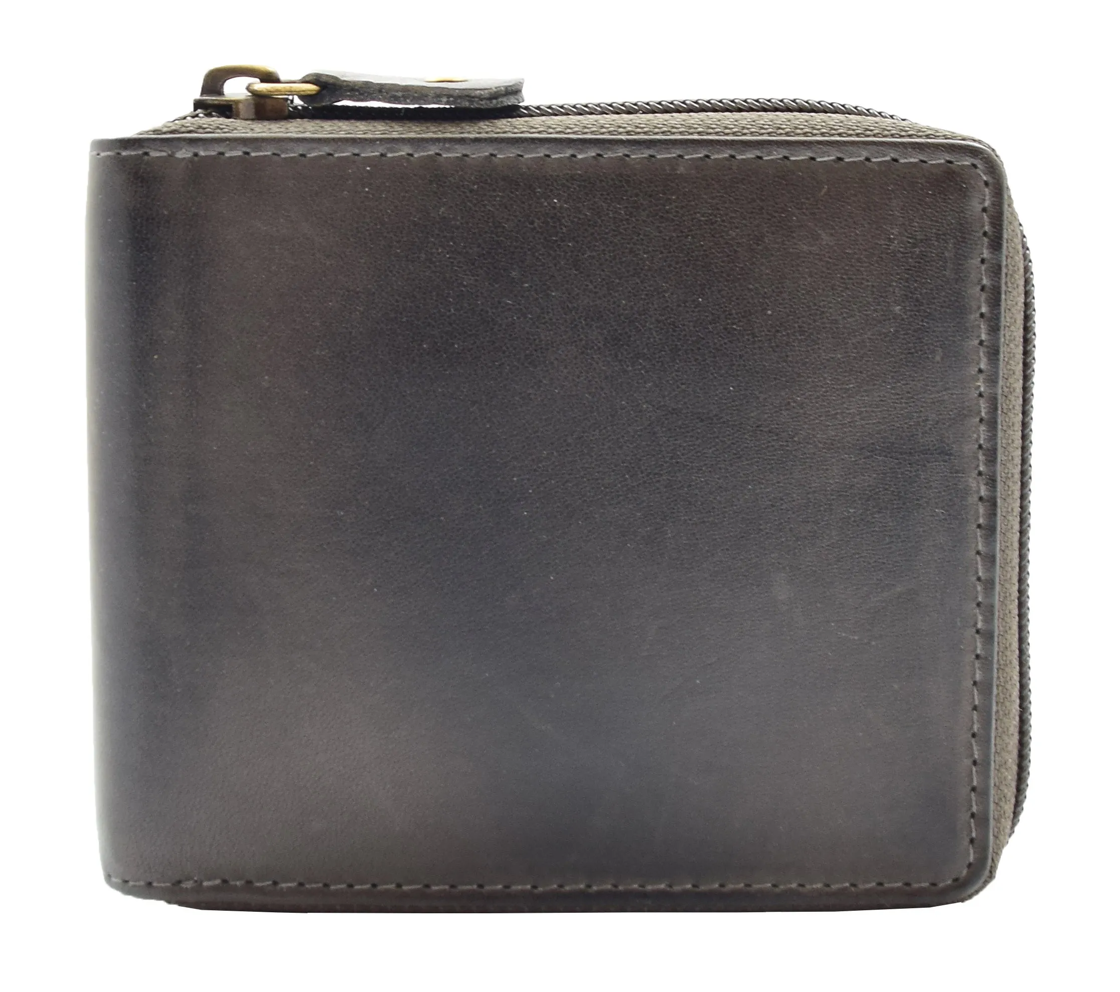 DR446 Men's Leather Wallet Zip Around Rfid Safe Boxed Black