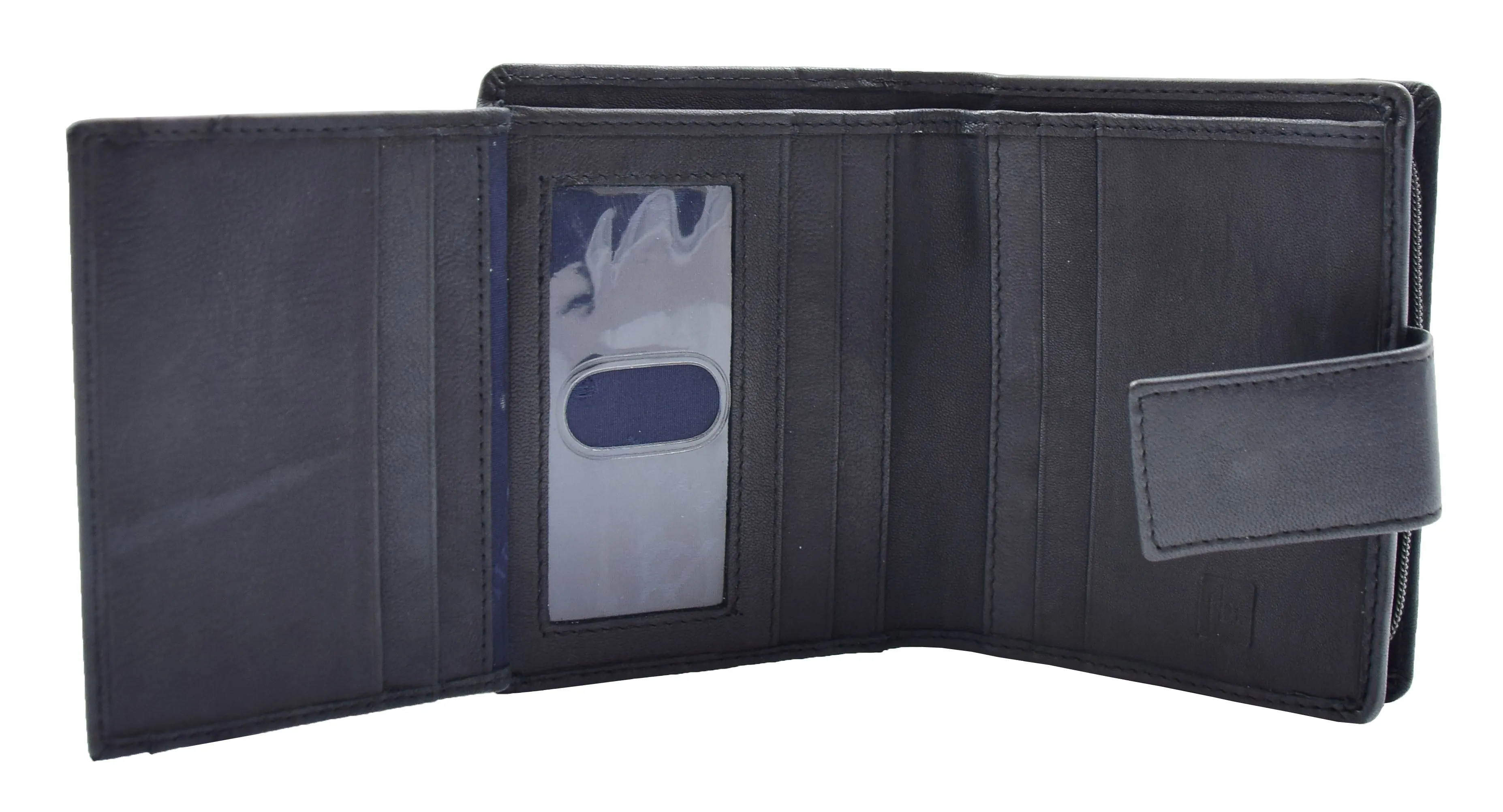 DR447 Women's Leather Purse Booklet Style Wallet Black
