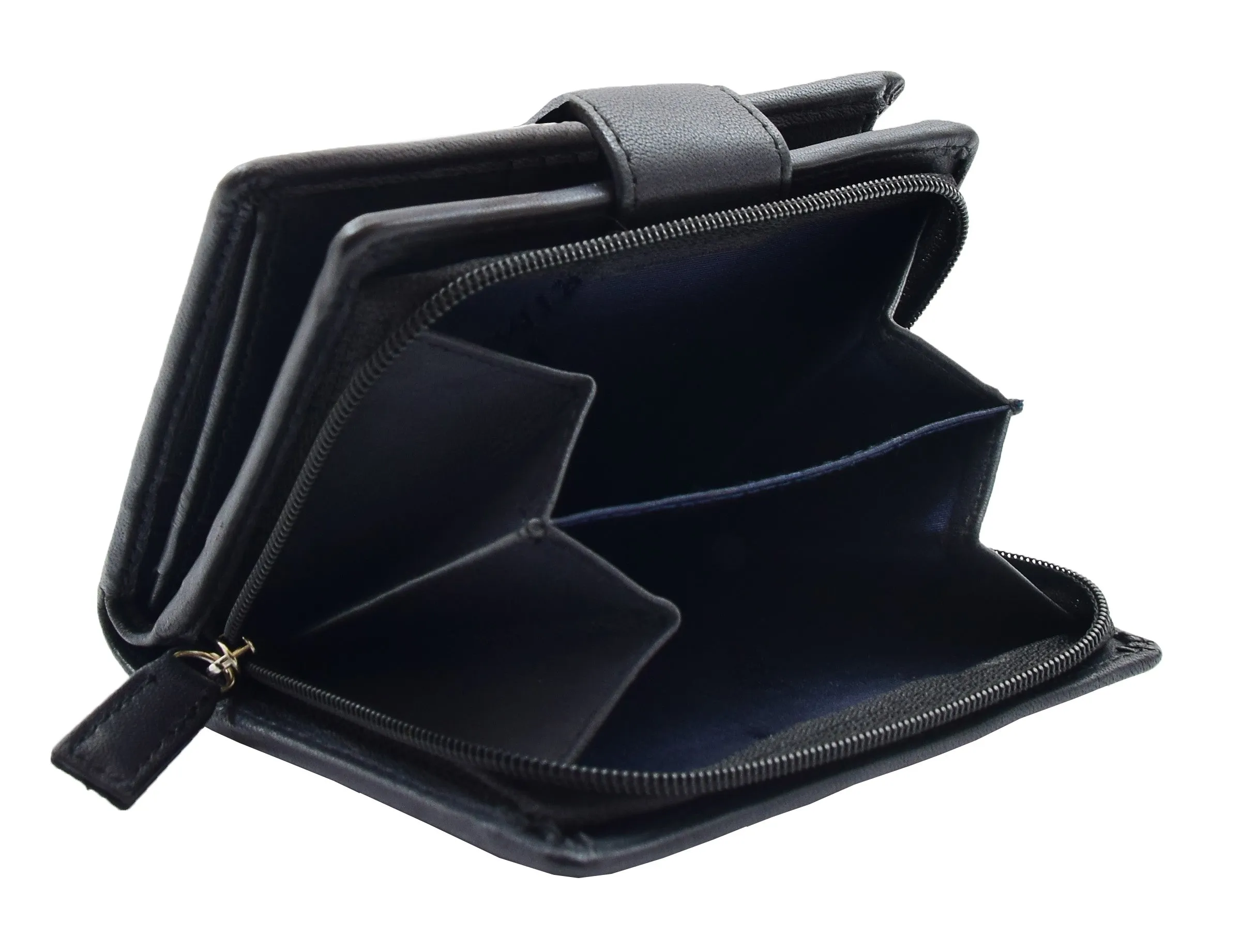DR447 Women's Leather Purse Booklet Style Wallet Black