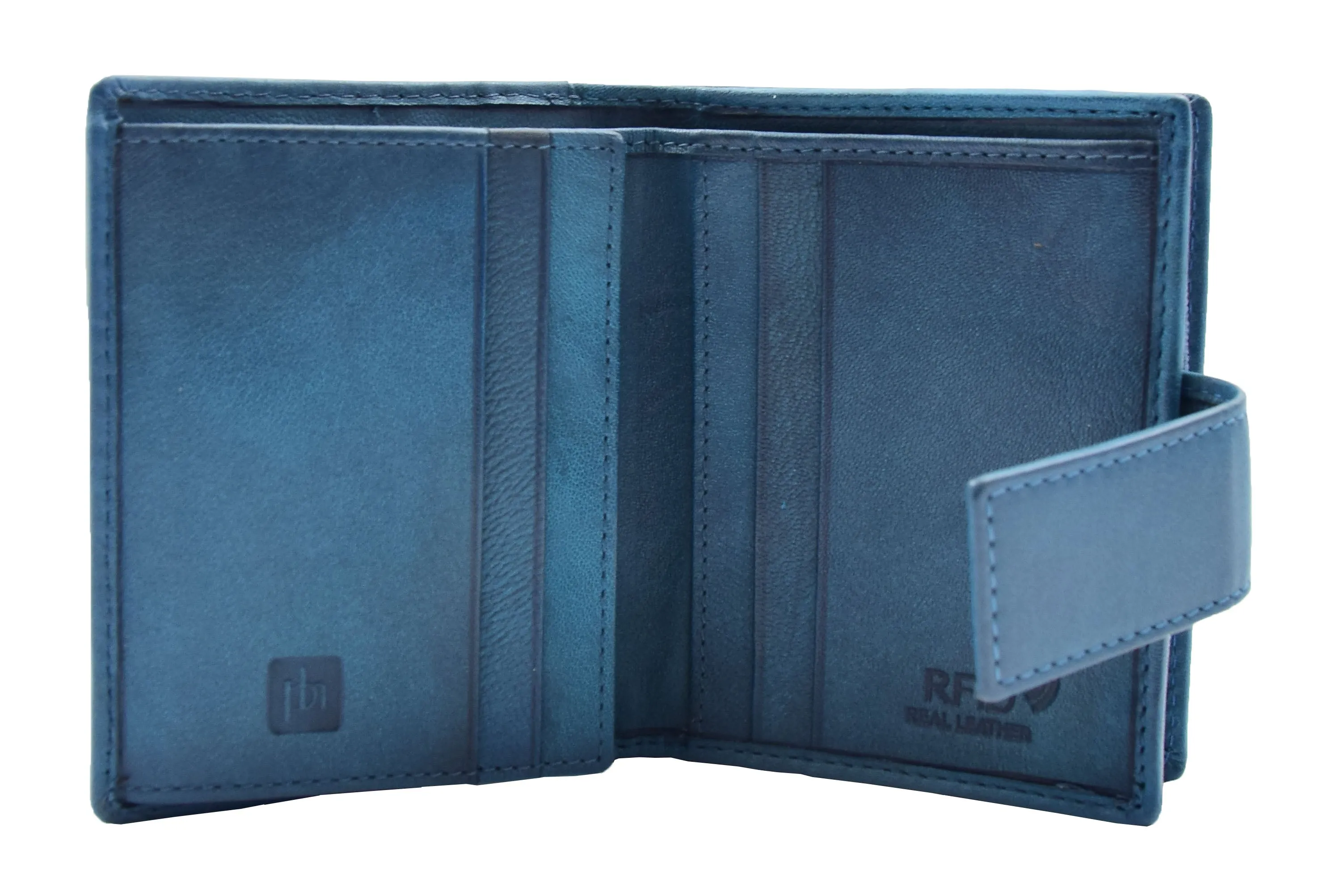 DR447 Women's Leather Purse Booklet Style Wallet Blue