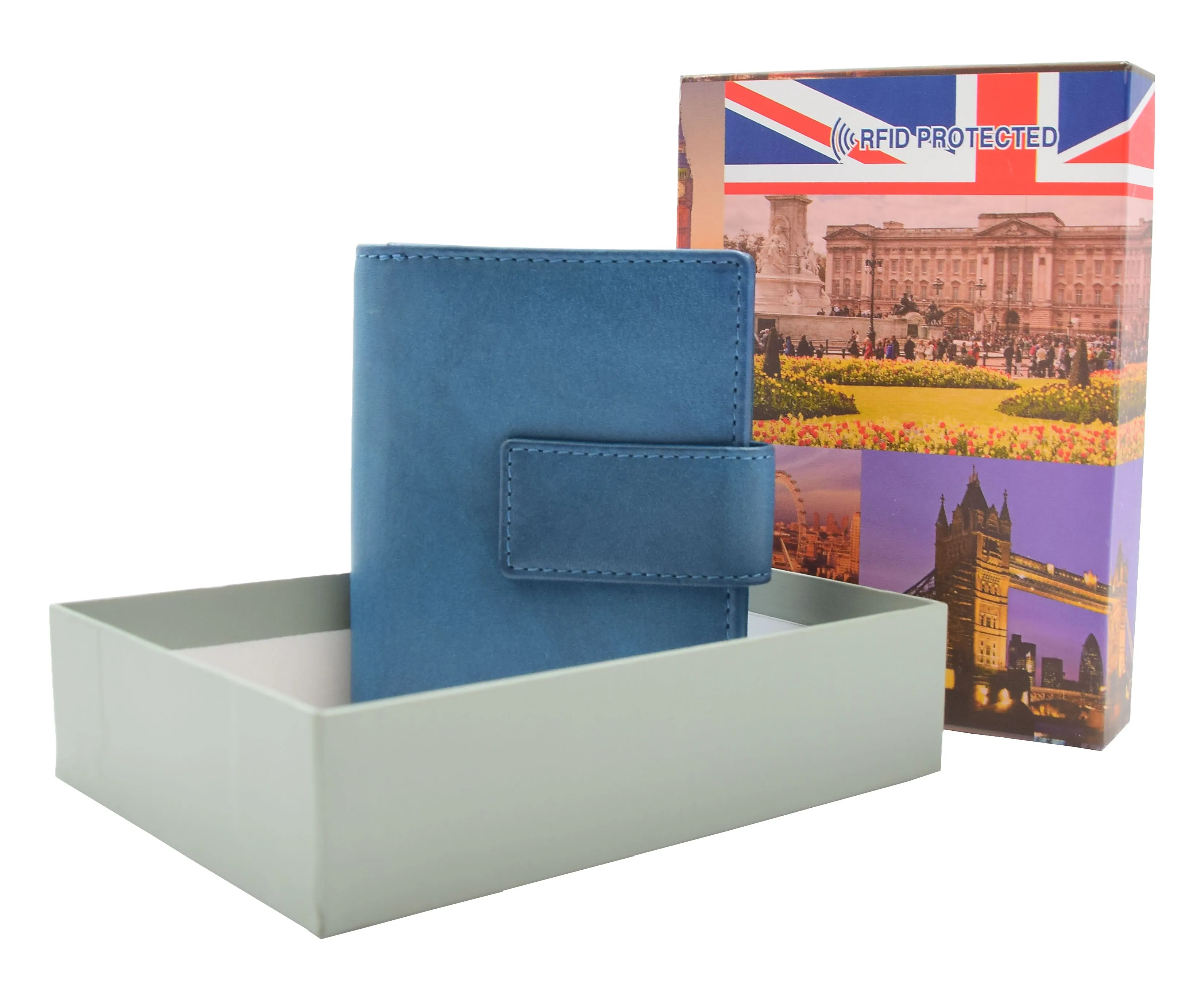 DR447 Women's Leather Purse Booklet Style Wallet Blue